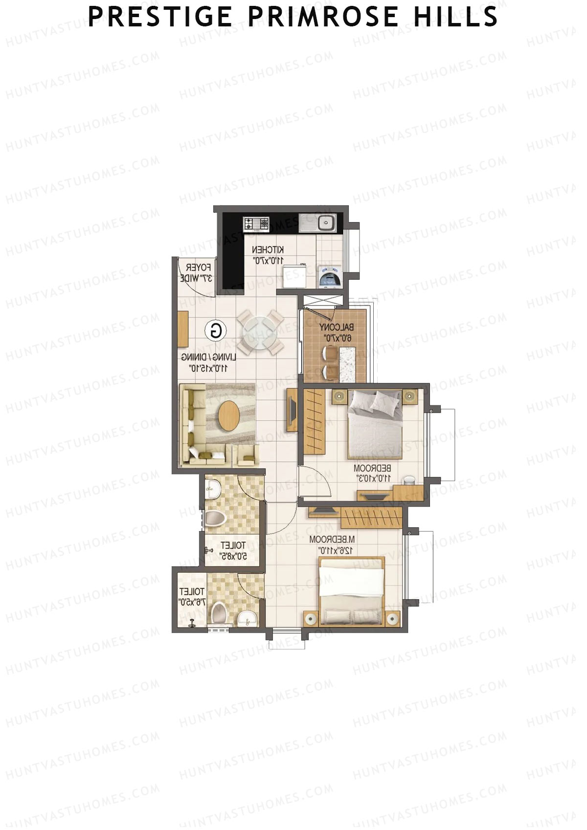 Prestige Primrose Hills Tower 3 Unit 3 (Type G) Floor Plan