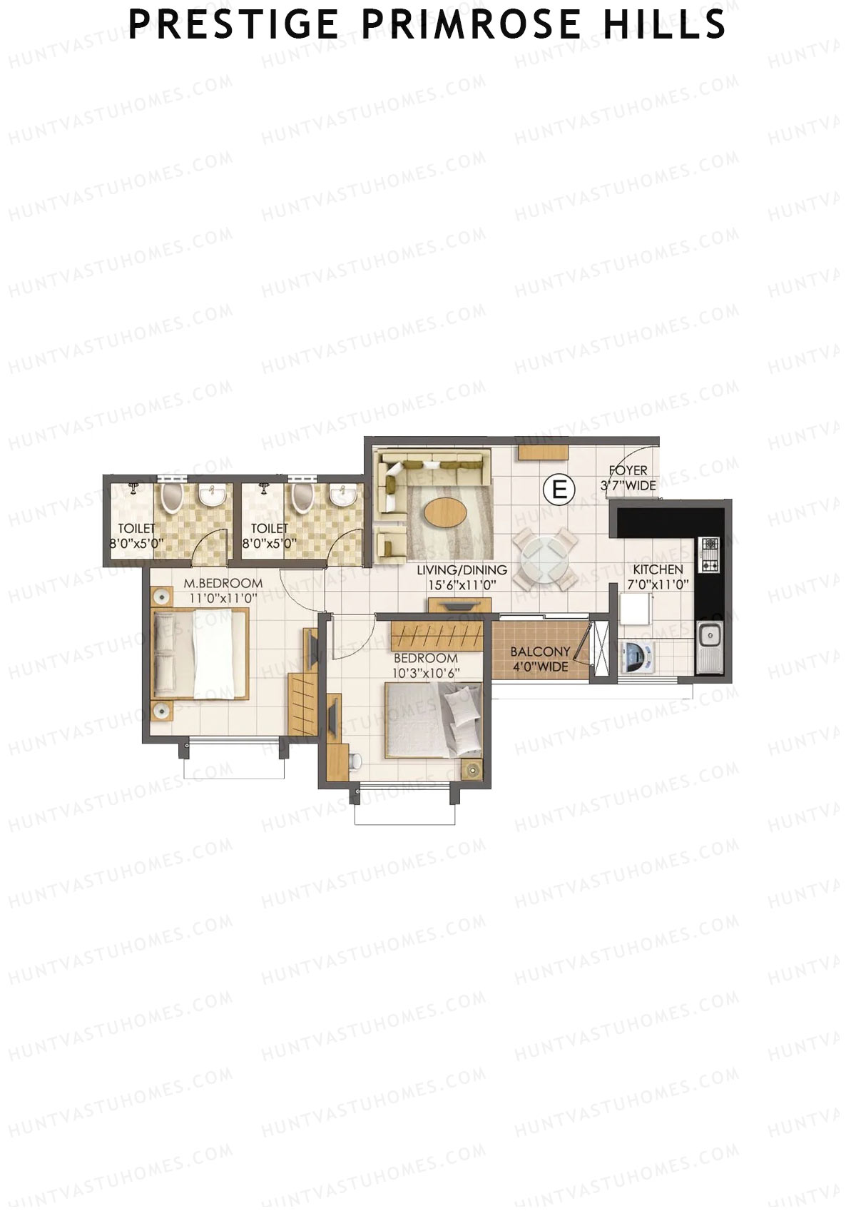 Prestige Primrose Hills Tower 3 Unit 5 (Type E) Floor Plan