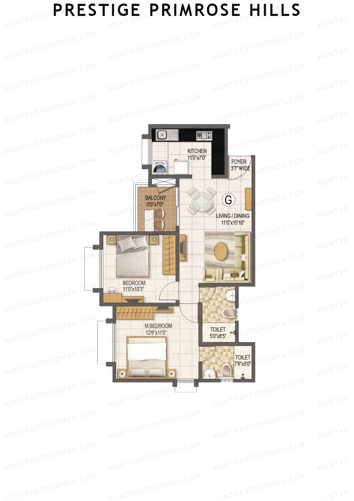 Prestige Primrose Hills Tower 4 Unit 4 (Type G) Floor Plan