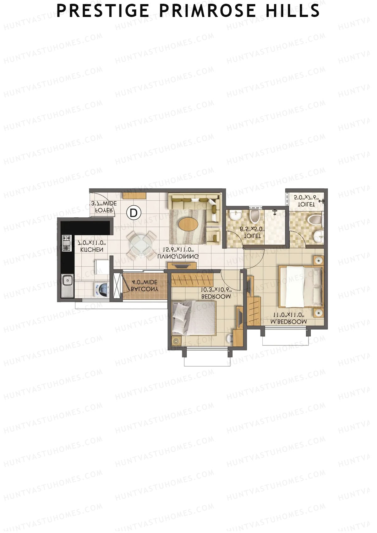 Prestige Primrose Hills Tower 5 Unit 2 (Type D) Floor Plan