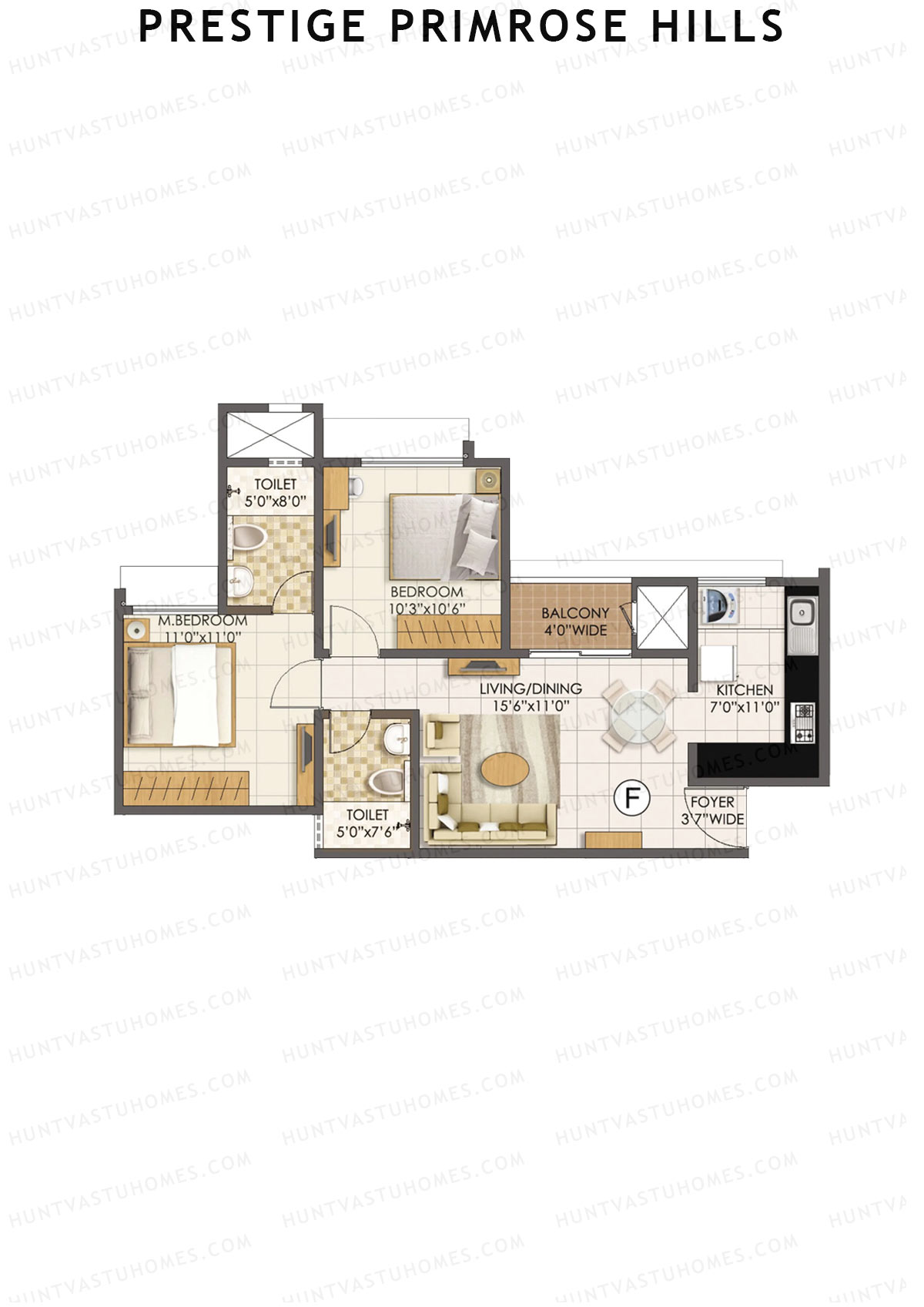 Prestige Primrose Hills Tower 6 Unit 6 (Type F) Floor Plan