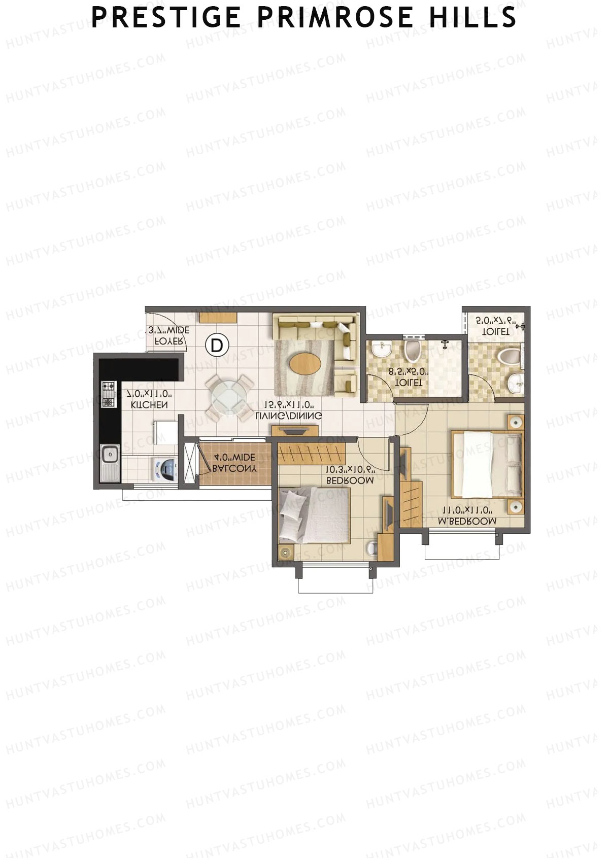 Prestige Primrose Hills Tower 7 Unit 2 (Type D) Floor Plan