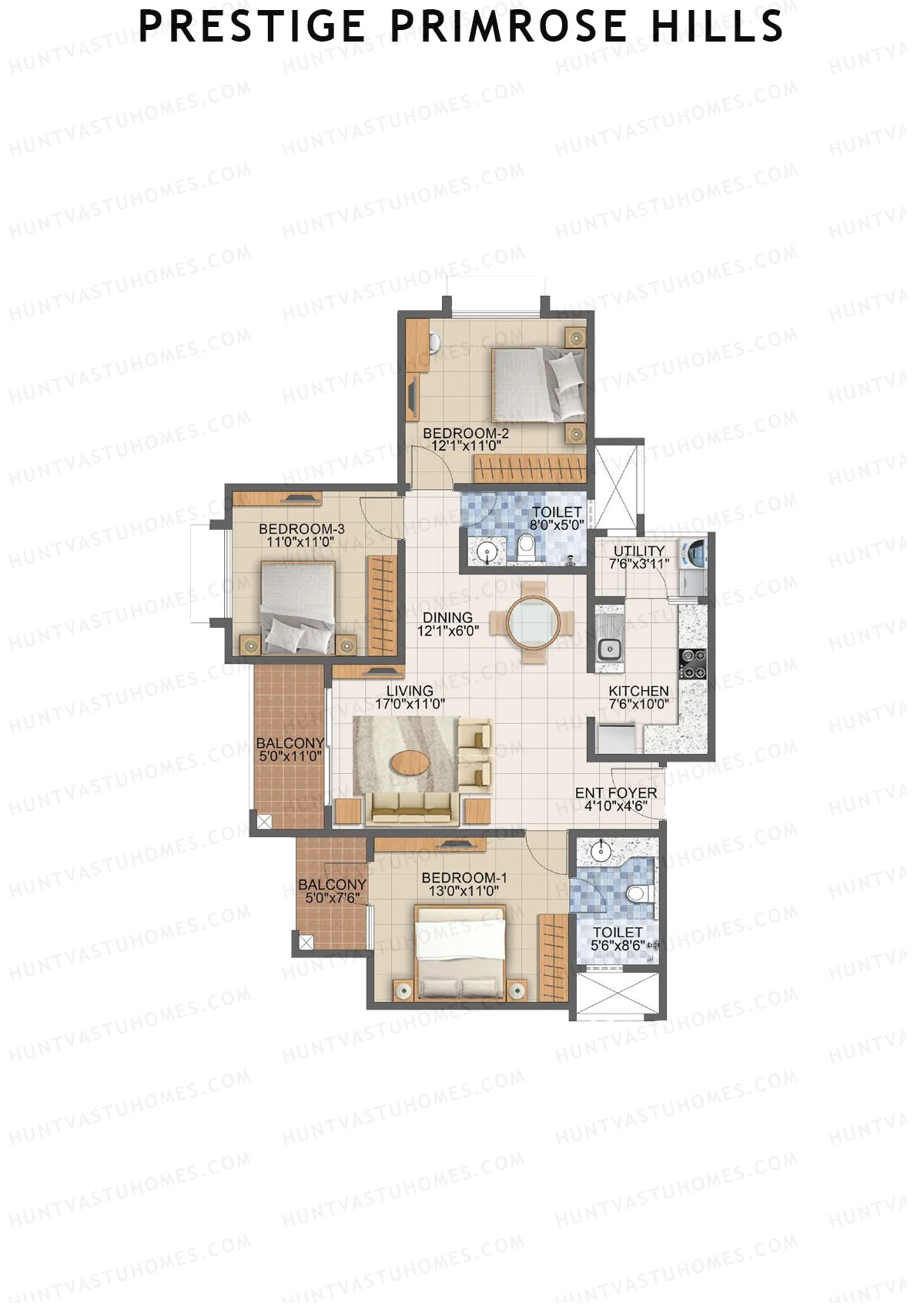 Prestige Primrose Hills Tower 8 Unit 6 (Type N) Floor Plan