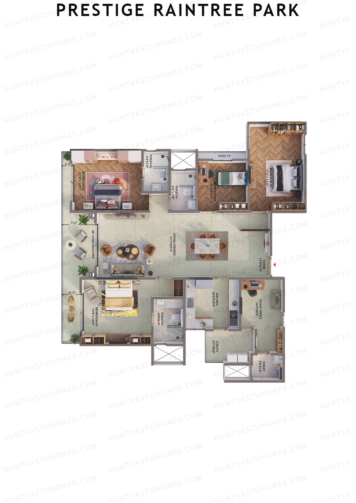 Prestige Raintree Park Tower 14 Unit 2 (Type P) Floor Plan