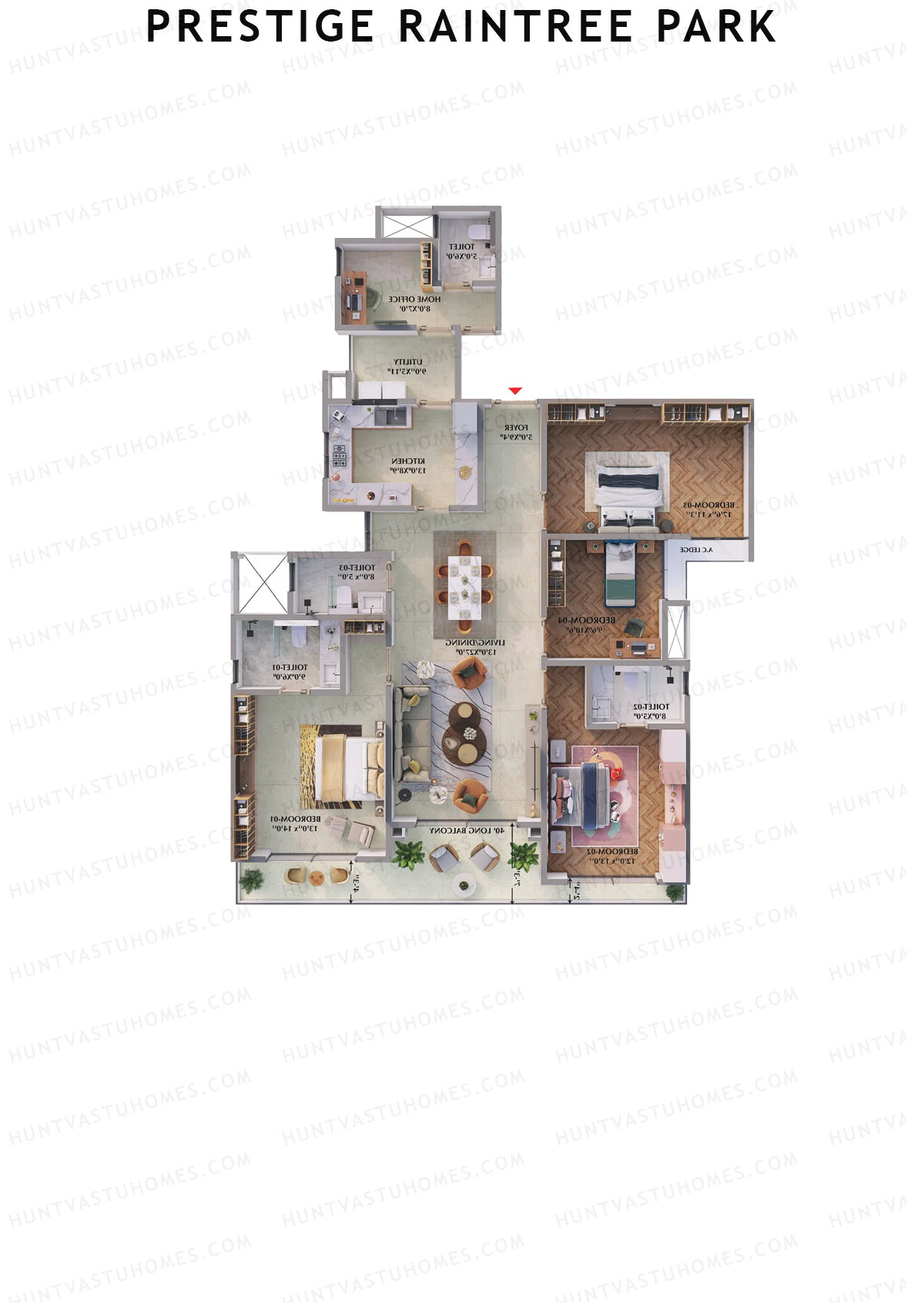 Prestige Raintree Park Tower 1 Unit 2 (Type M) Floor Plan
