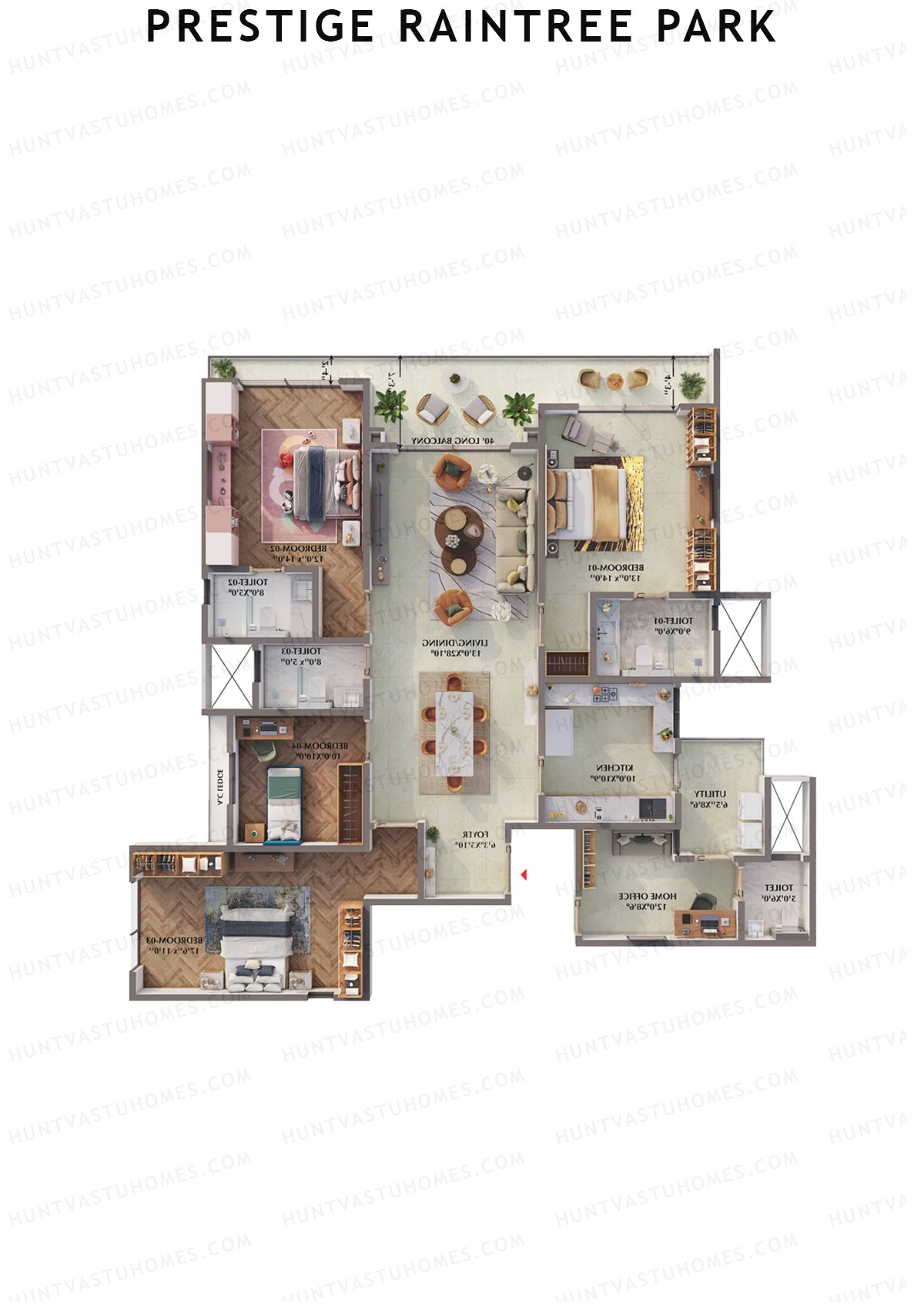 Prestige Raintree Park Tower 1 Unit 3 (Type N1) Floor Plan