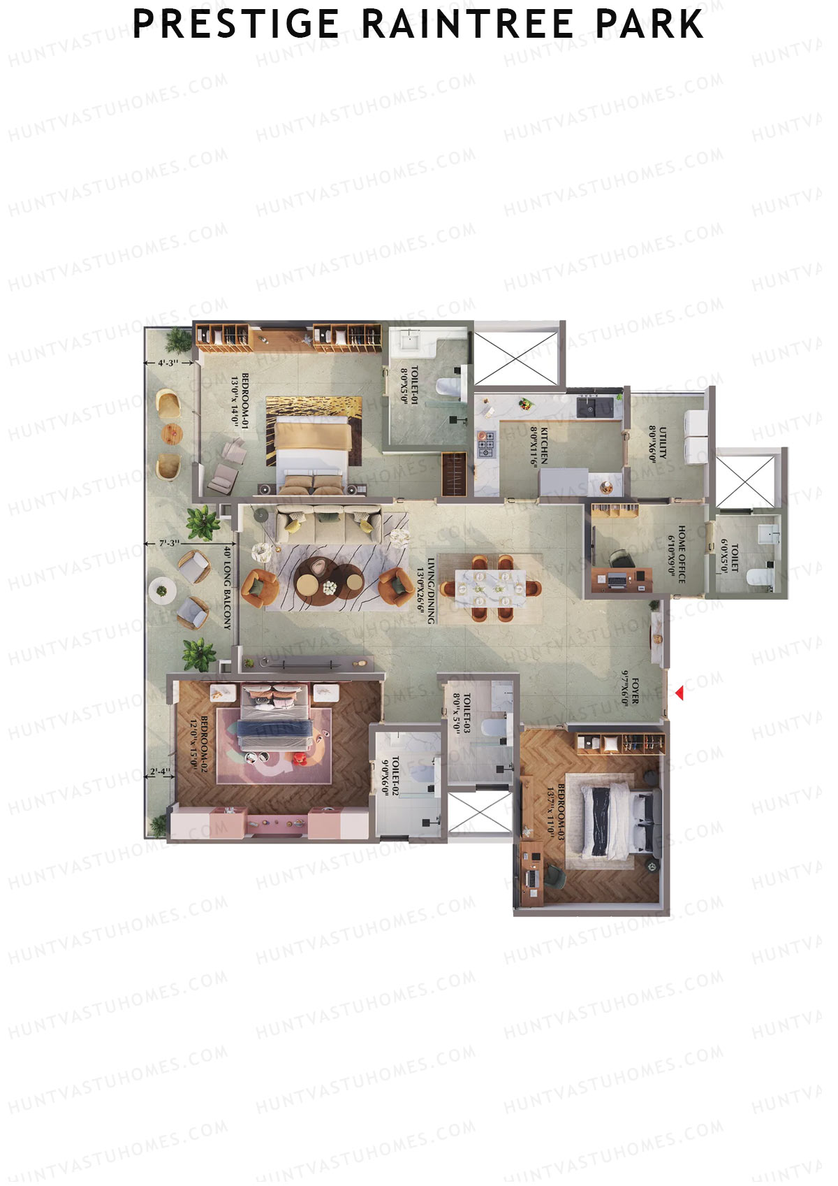 Prestige Raintree Park Tower 2 Unit 2 (Type G) Floor Plan