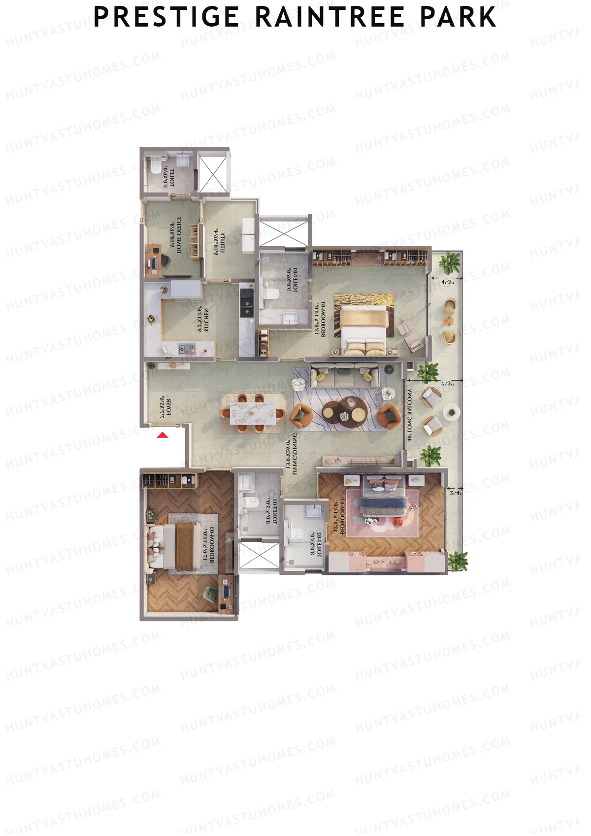 Prestige Raintree Park Tower 2 Unit 5 (Type I) Floor Plan