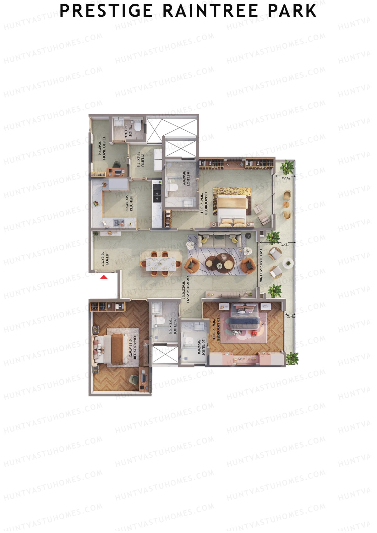 Prestige Raintree Park Tower 2 Unit 5 (Type IR) Floor Plan