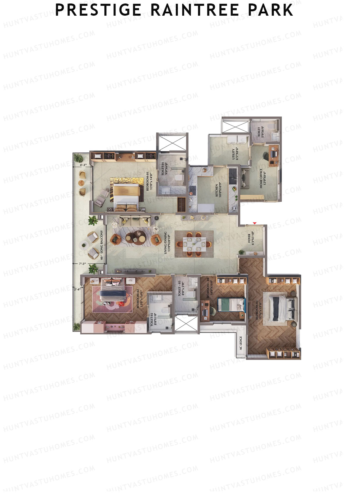 Prestige Raintree Park Tower 3 Unit 3 (Type N) Floor Plan
