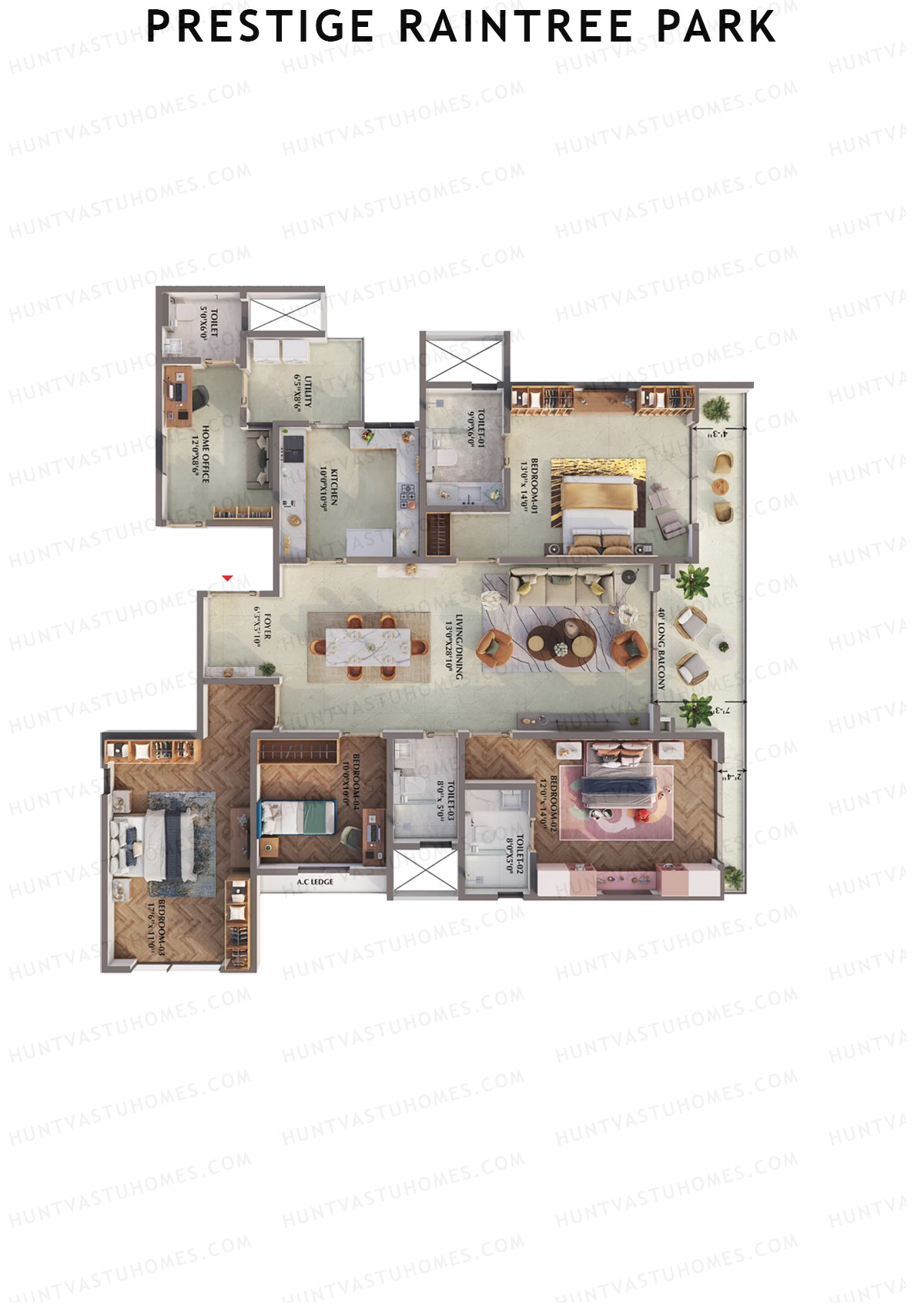Prestige Raintree Park Tower 4 Unit 2 (Type N1) Floor Plan