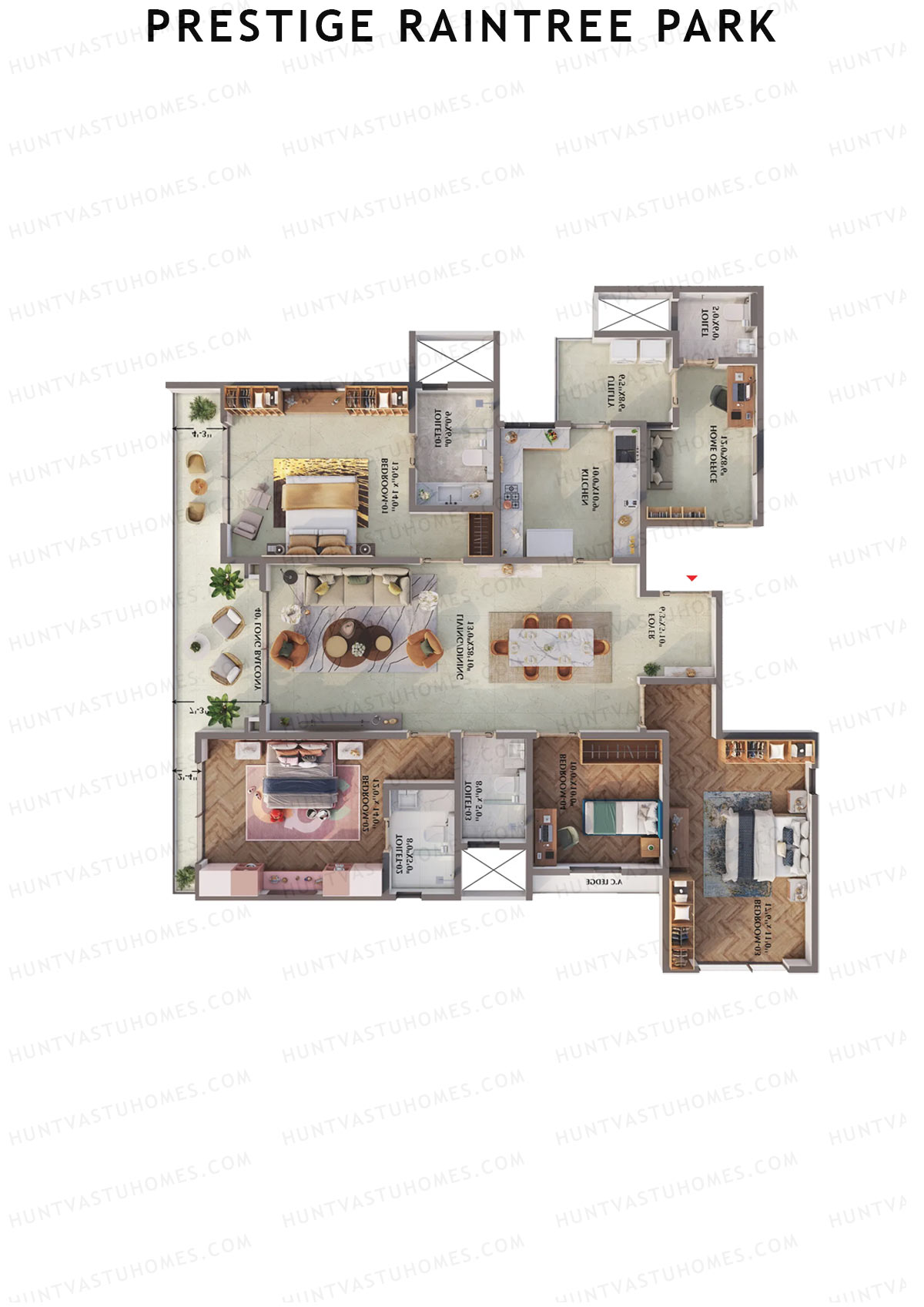 Prestige Raintree Park Tower 4 Unit 3 (Type N1) Floor Plan