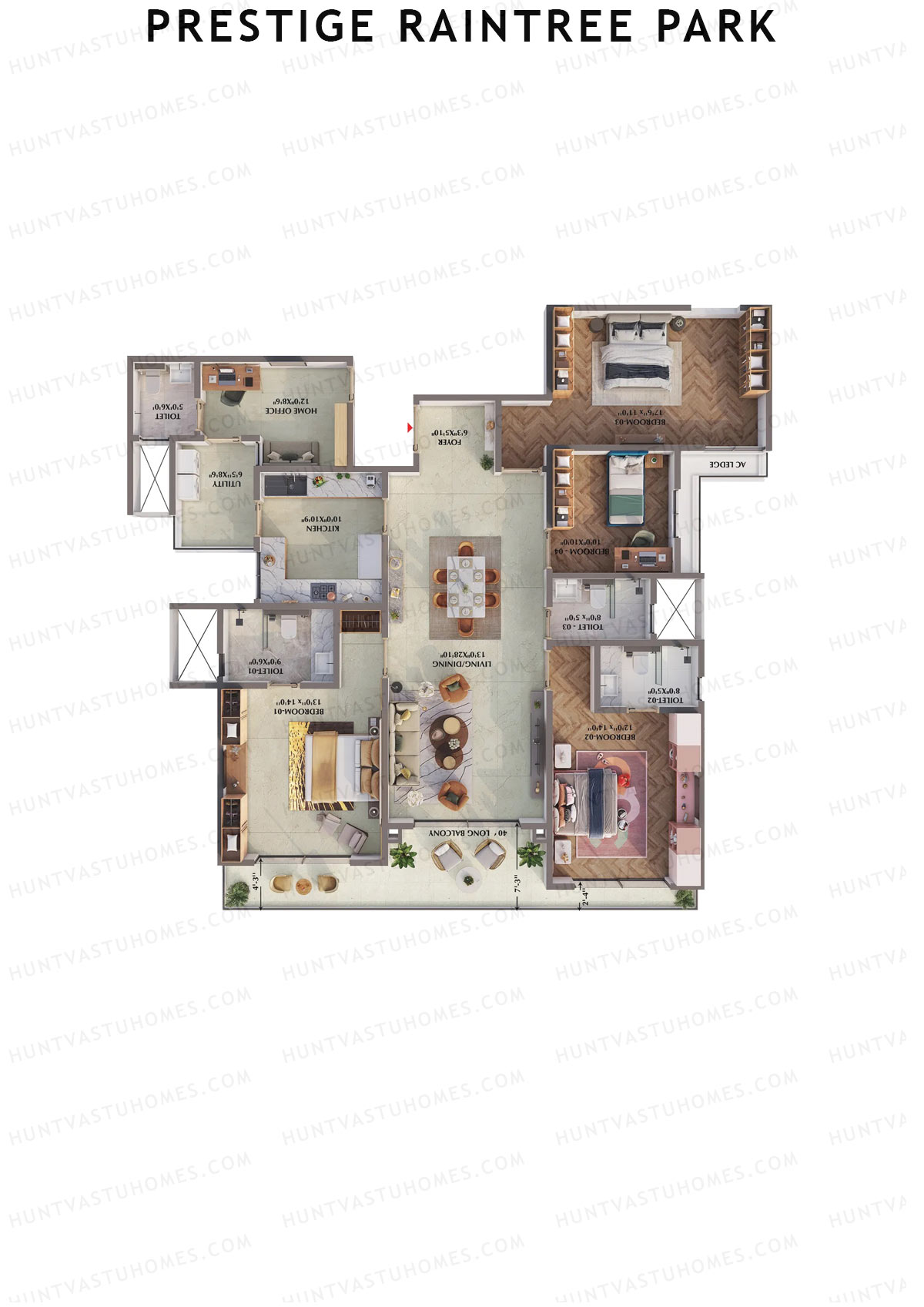 Prestige Raintree Park Tower 8 Unit 1 (Type N) Floor Plan