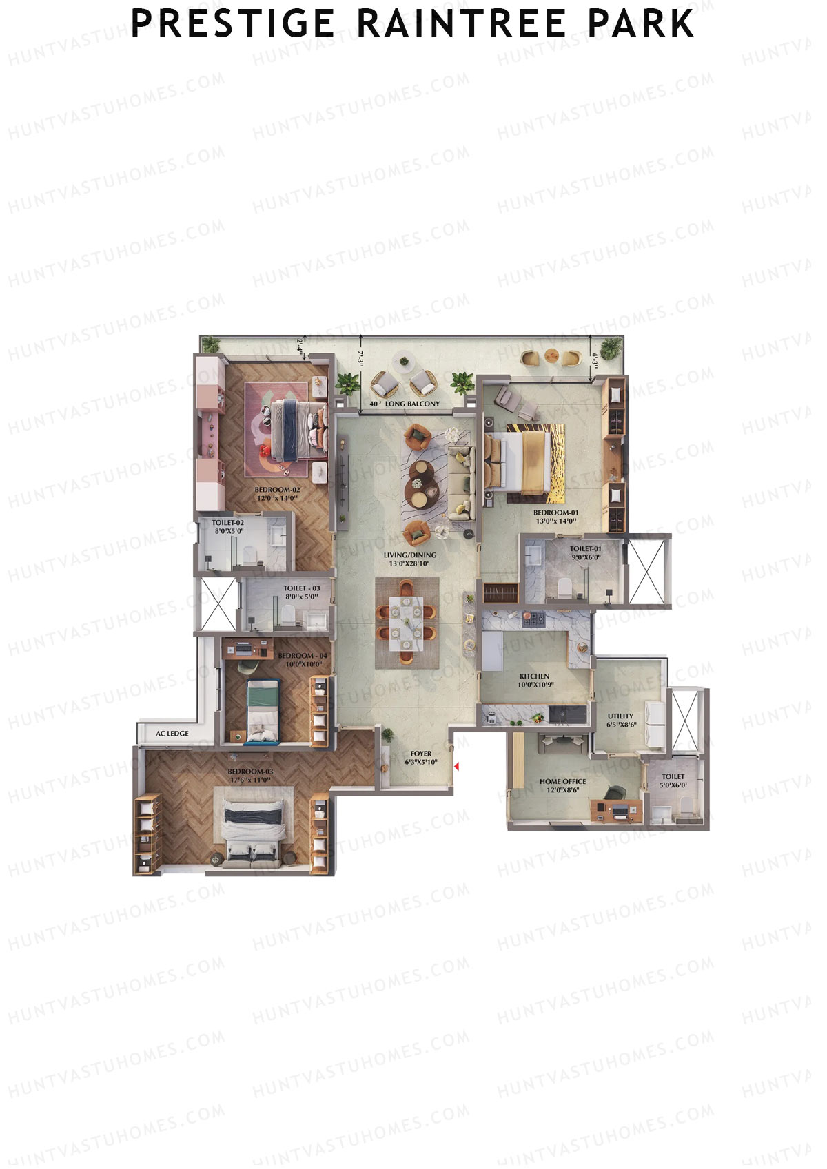 Prestige Raintree Park Tower 8 Unit 3 (Type N) Floor Plan