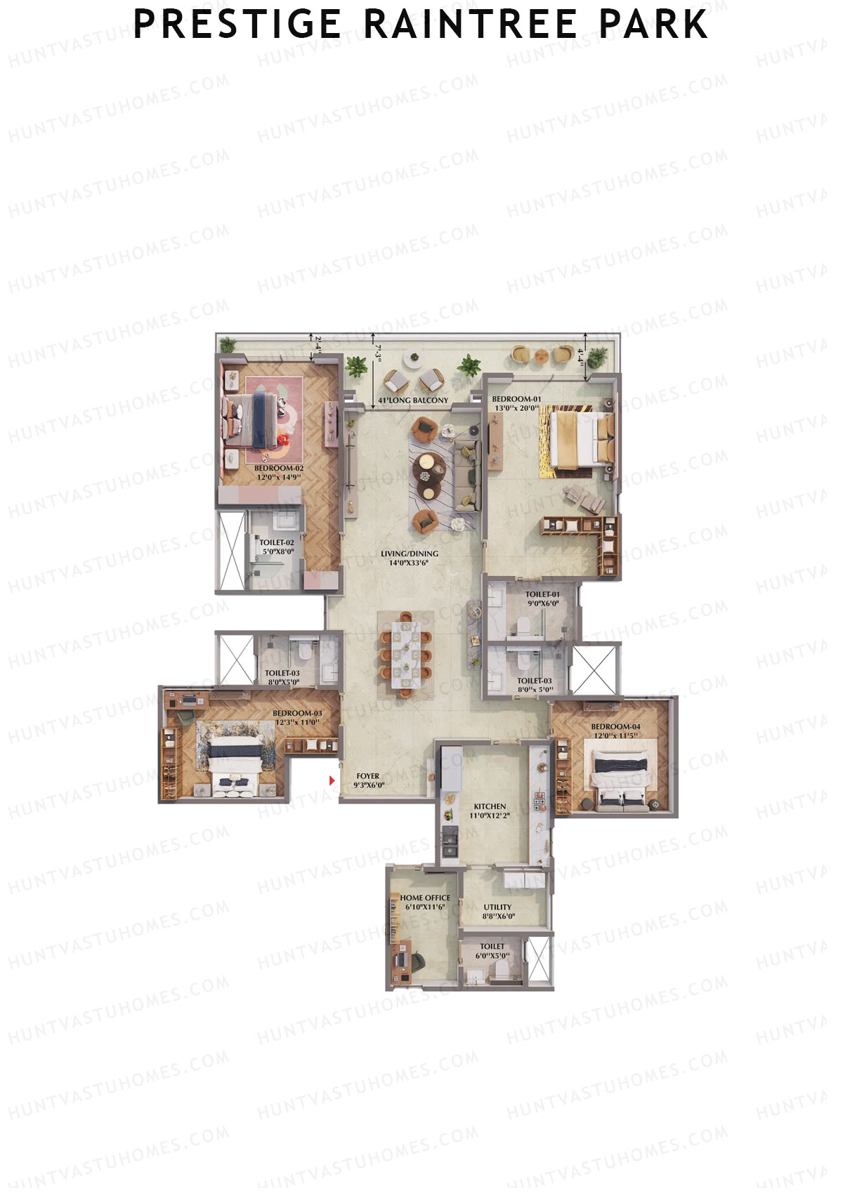 Prestige Raintree Park Tower 8 Unit 4 (Type Q) Floor Plan