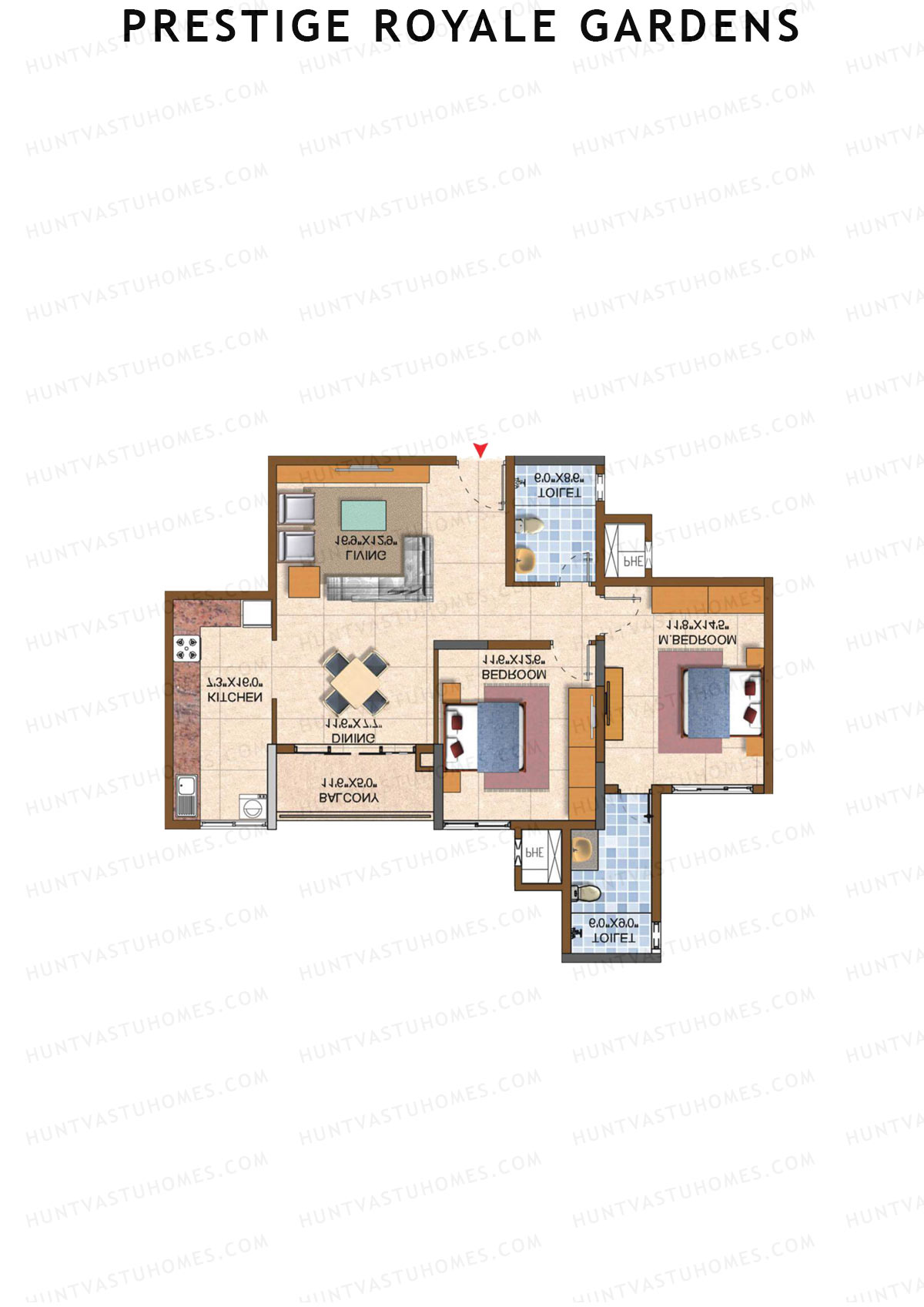 Prestige Royale Gardens Tower 10 Unit 5 (Type D) Floor Plan