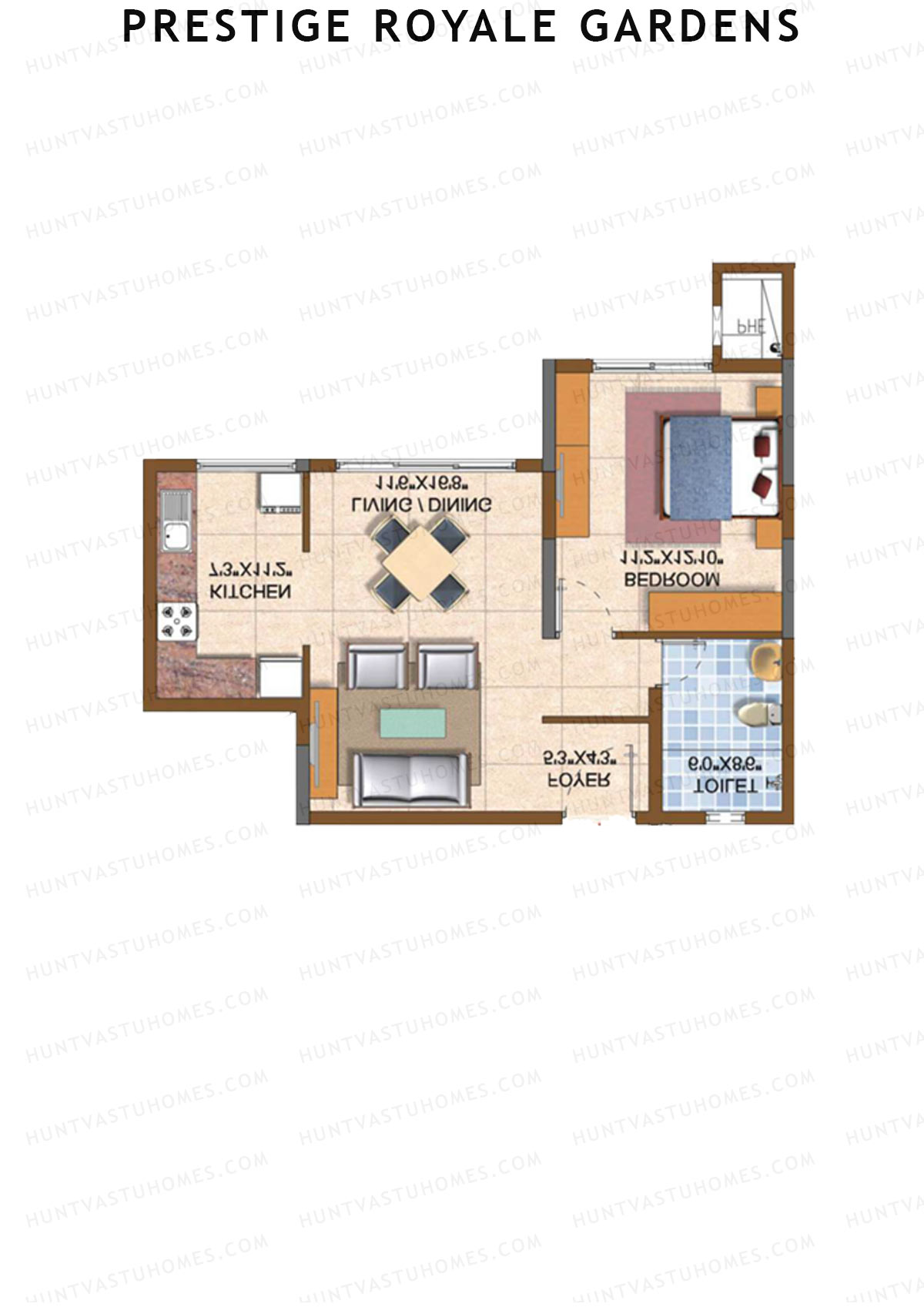 Prestige Royale Gardens Tower 10 Unit 8 (Type C) Floor Plan