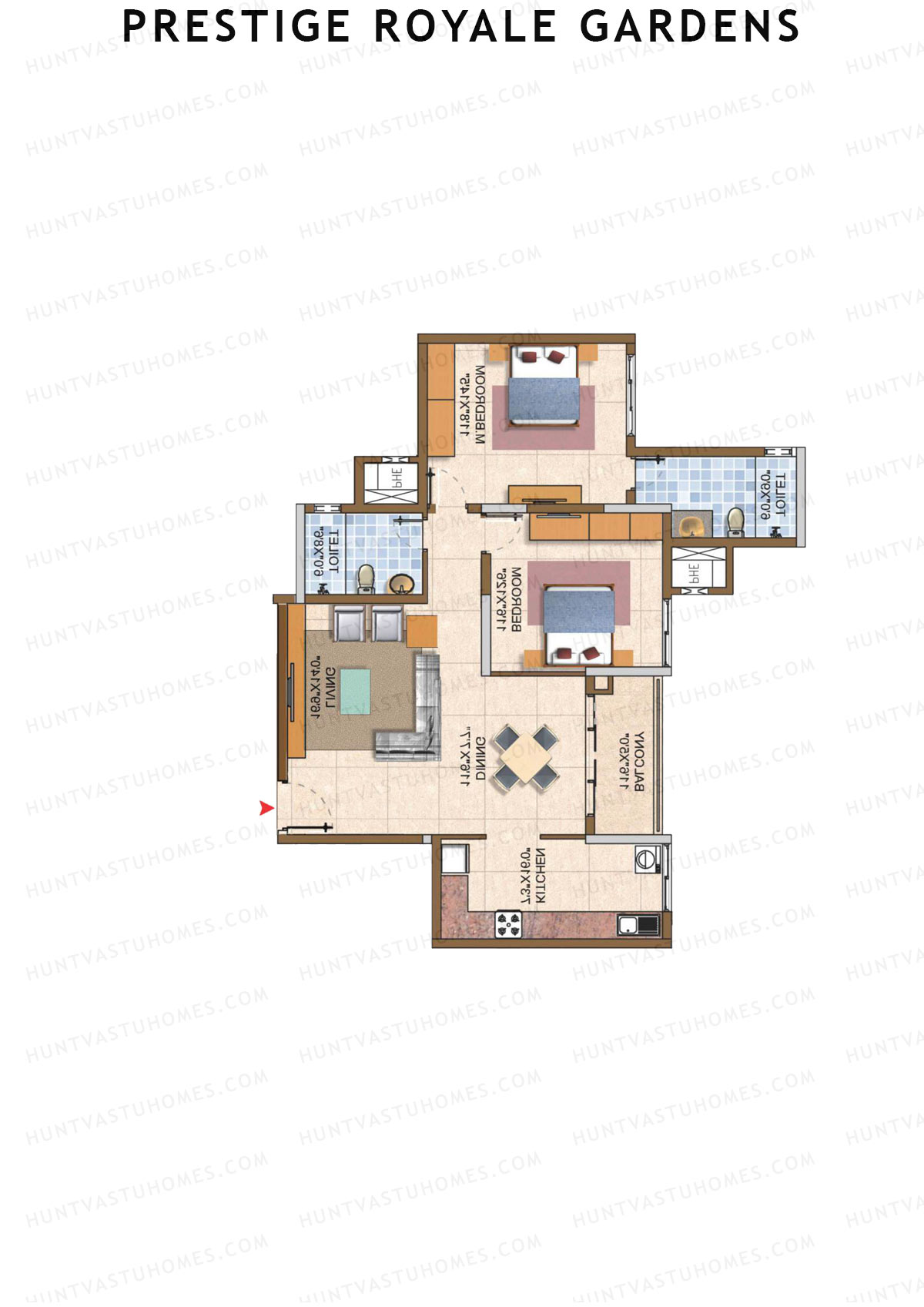 Prestige Royale Gardens Tower 1 Unit 1 (Type F) Floor Plan