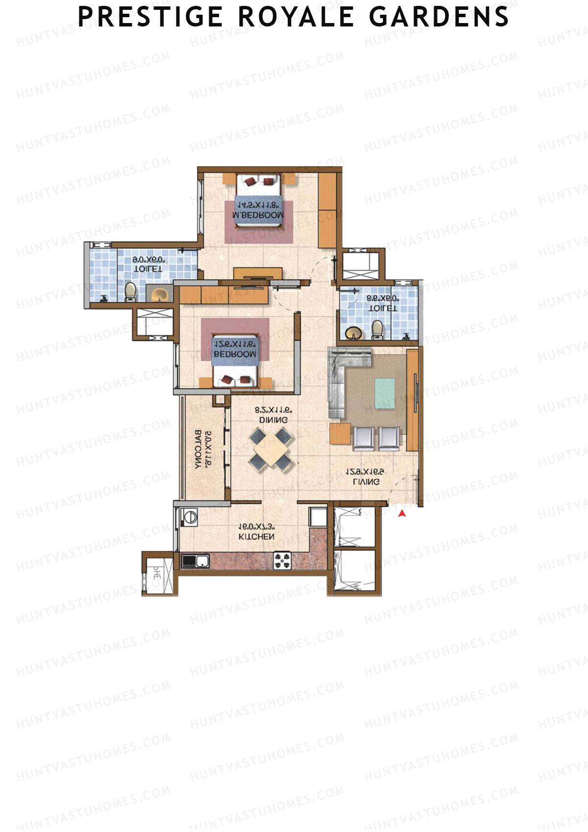 Prestige Royale Gardens Tower 1 Unit 4 (Type E) Floor Plan