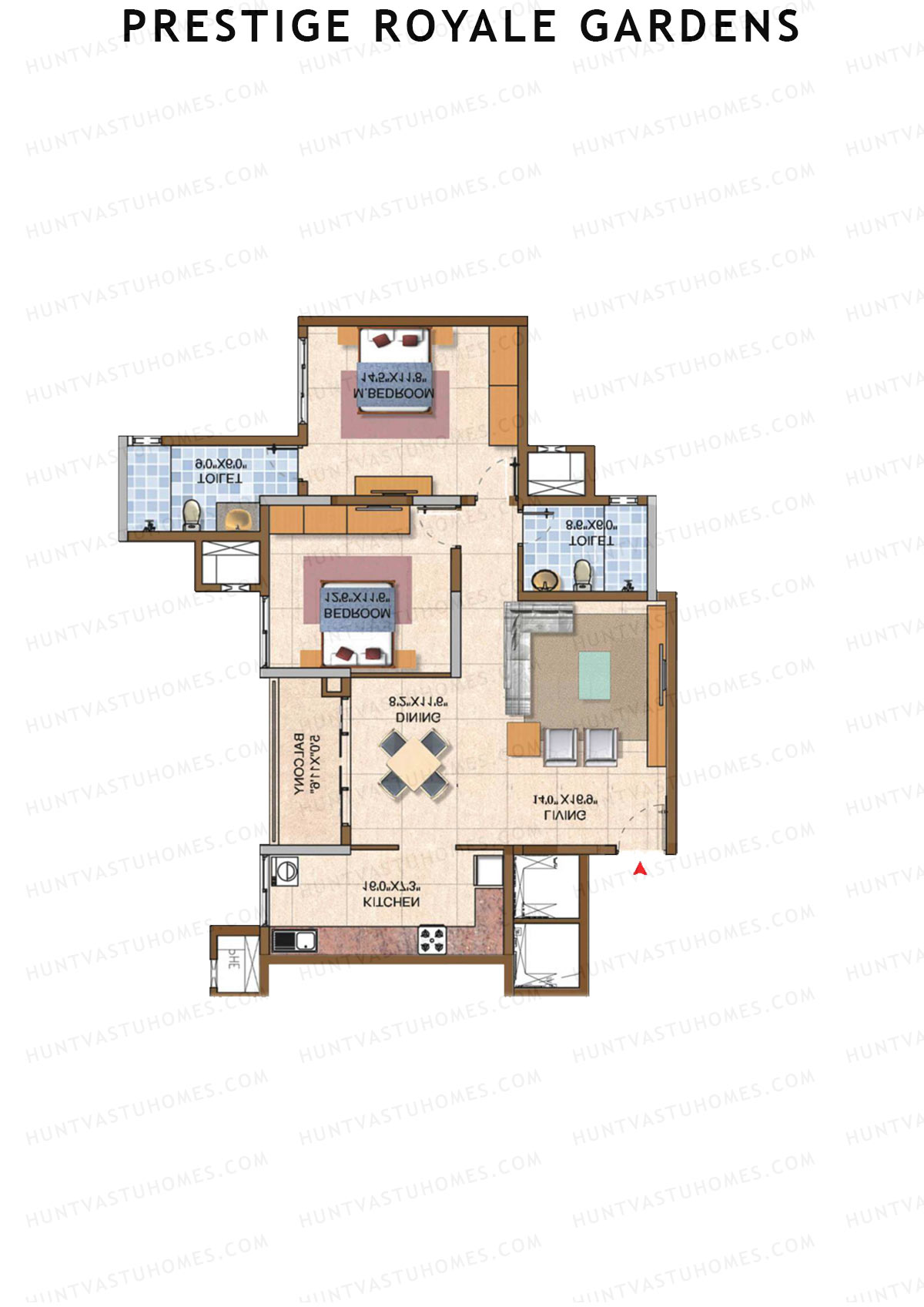 Prestige Royale Gardens Tower 1 Unit 4 (Type G) Floor Plan