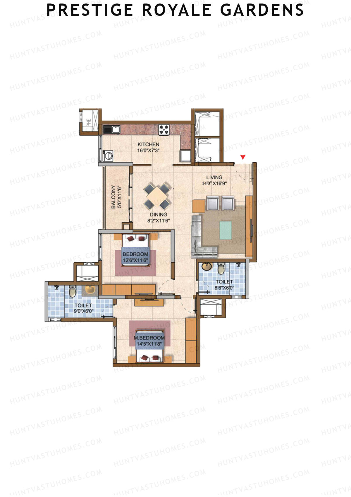 Prestige Royale Gardens Tower 1 Unit 5 (Type G) Floor Plan