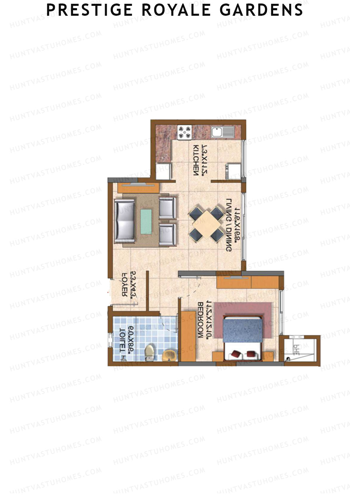 Prestige Royale Gardens Tower 1 Unit 8 (Type C) Floor Plan