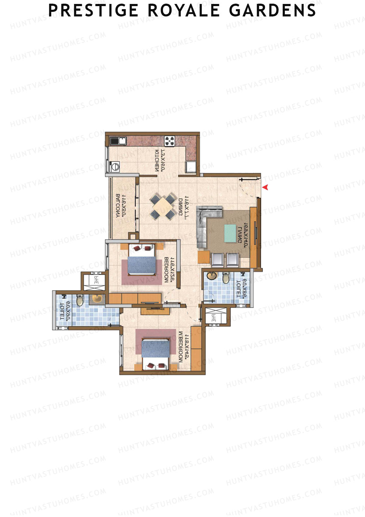 Prestige Royale Gardens Tower 8 Unit 8 (Type F) Floor Plan