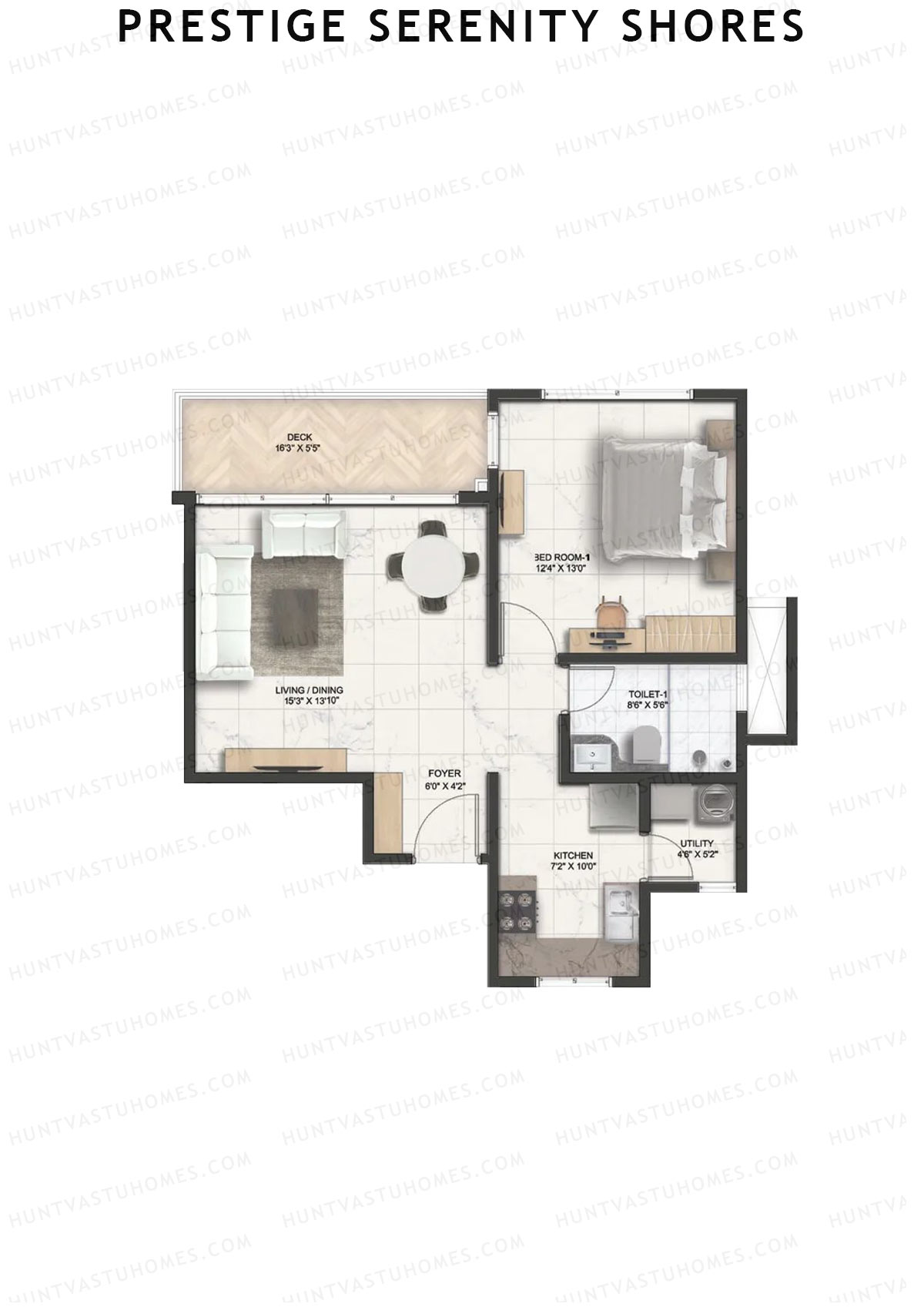 Prestige Serenity Shores Tower 1 Unit 7 (Type E3A) Floor Plan
