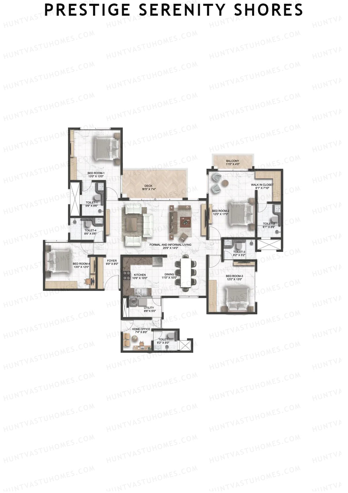 Prestige Serenity Shores Tower 2 Unit 2 (Type F1) Floor Plan