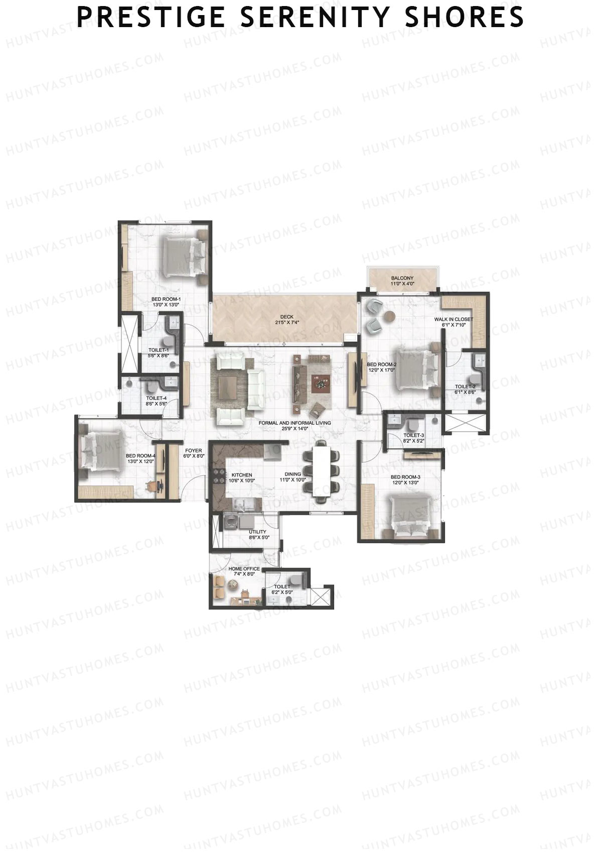 Prestige Serenity Shores Tower 2 Unit 2 (Type F2) Floor Plan