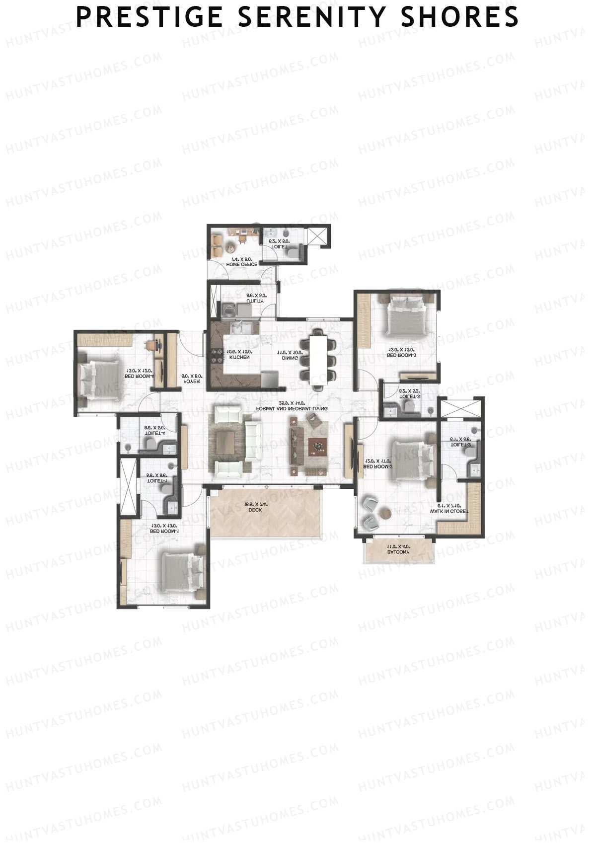 Prestige Serenity Shores Tower 2 Unit 3 (Type F1) Floor Plan