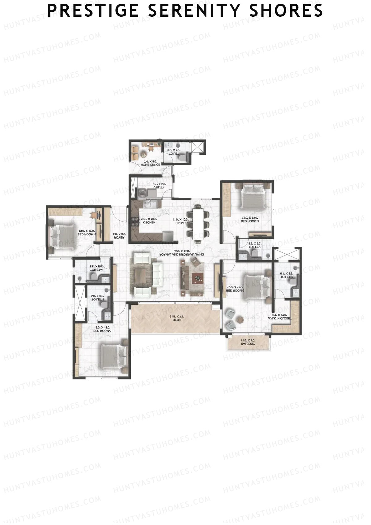 Prestige Serenity Shores Tower 2 Unit 3 (Type F2) Floor Plan