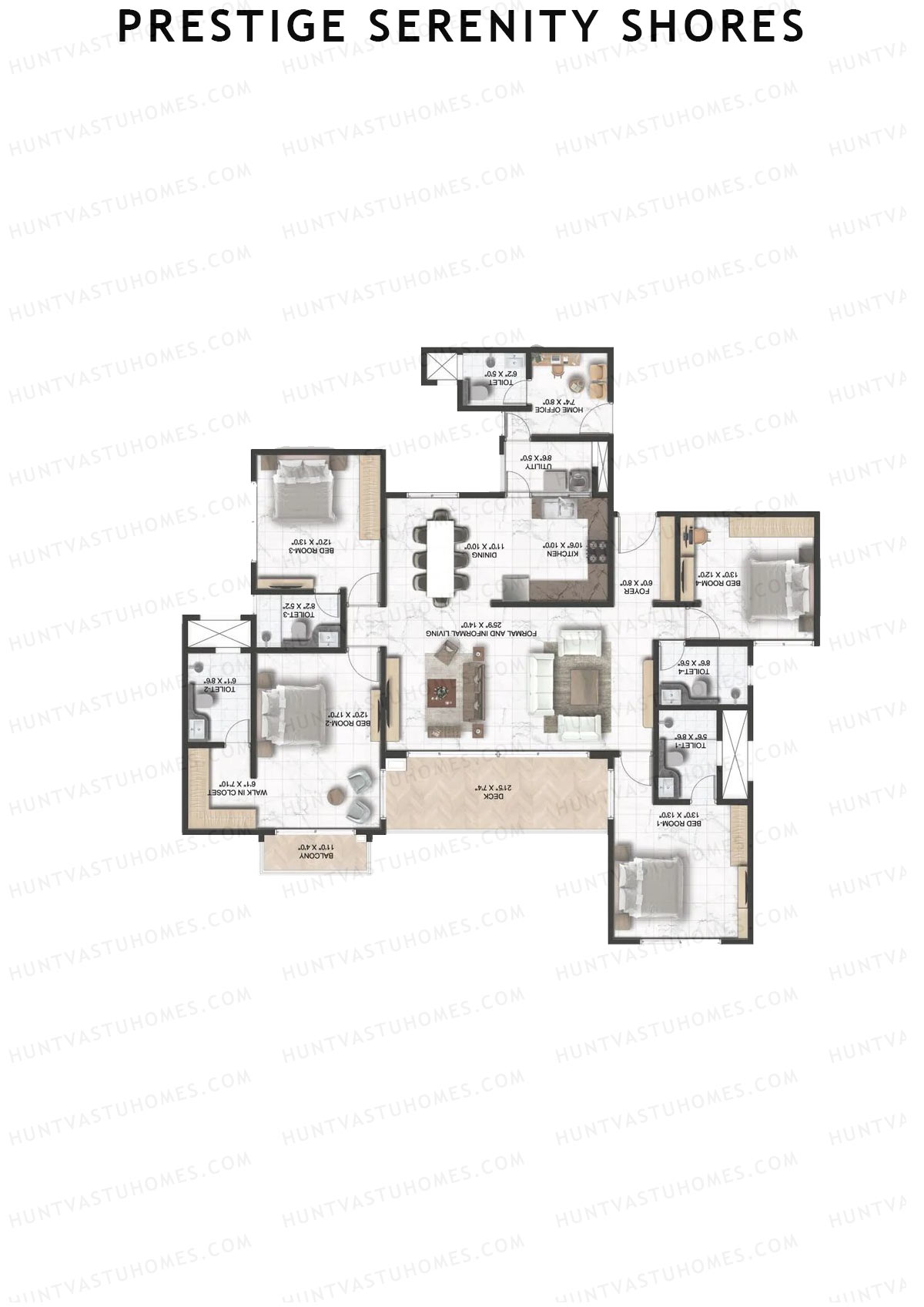 Prestige Serenity Shores Tower 2 Unit 6 (Type F2) Floor Plan