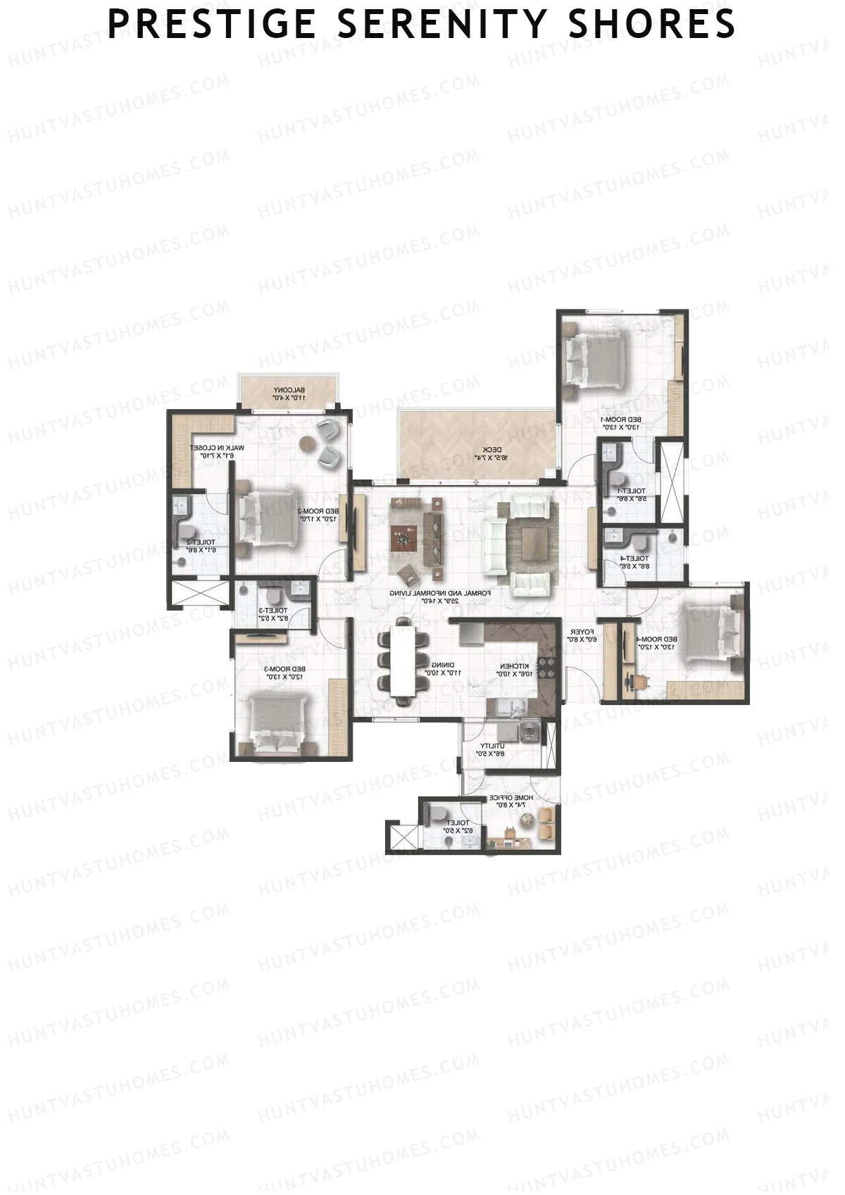Prestige Serenity Shores Tower 2 Unit 7 (Type F1) Floor Plan