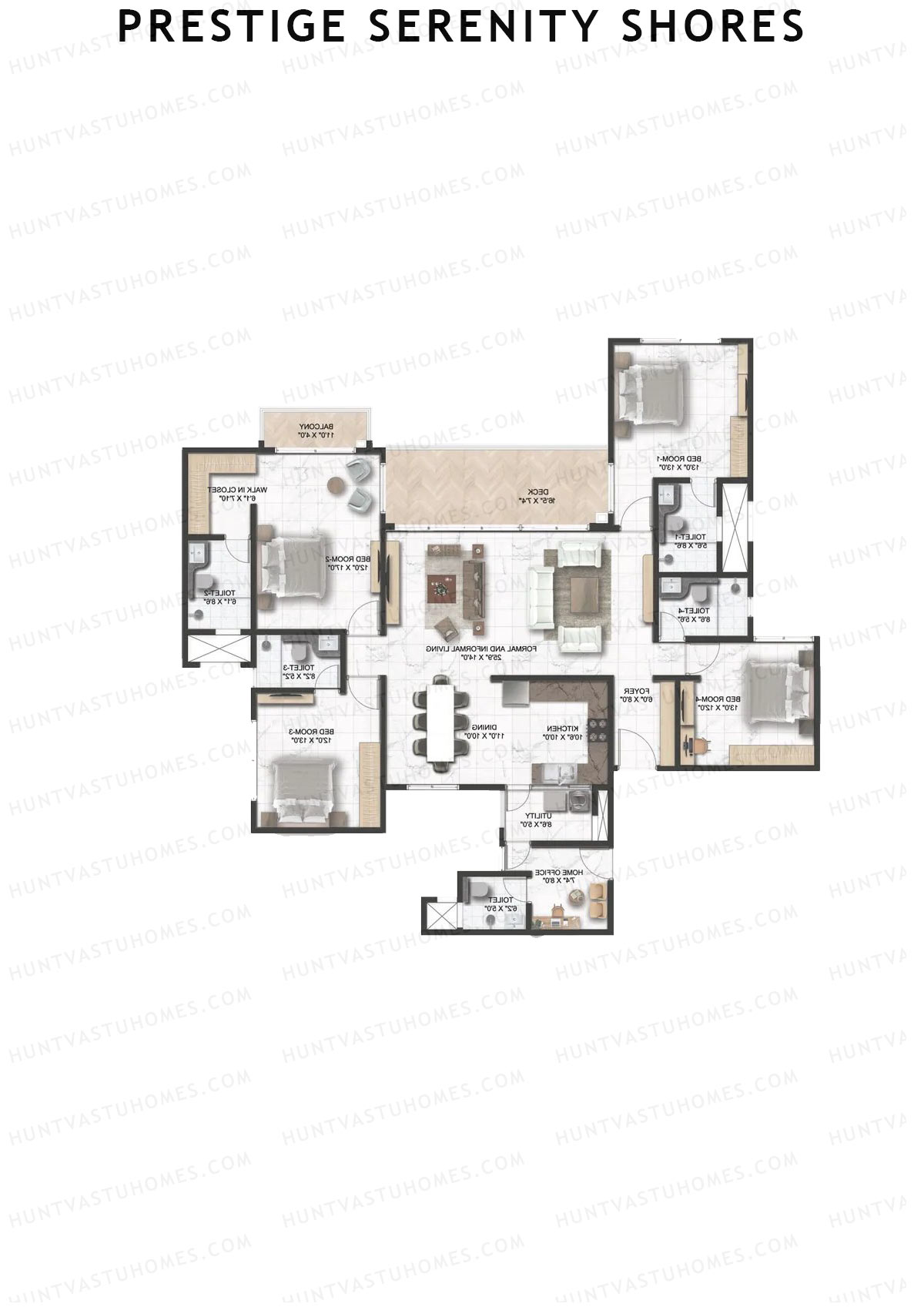 Prestige Serenity Shores Tower 2 Unit 7 (Type F2) Floor Plan
