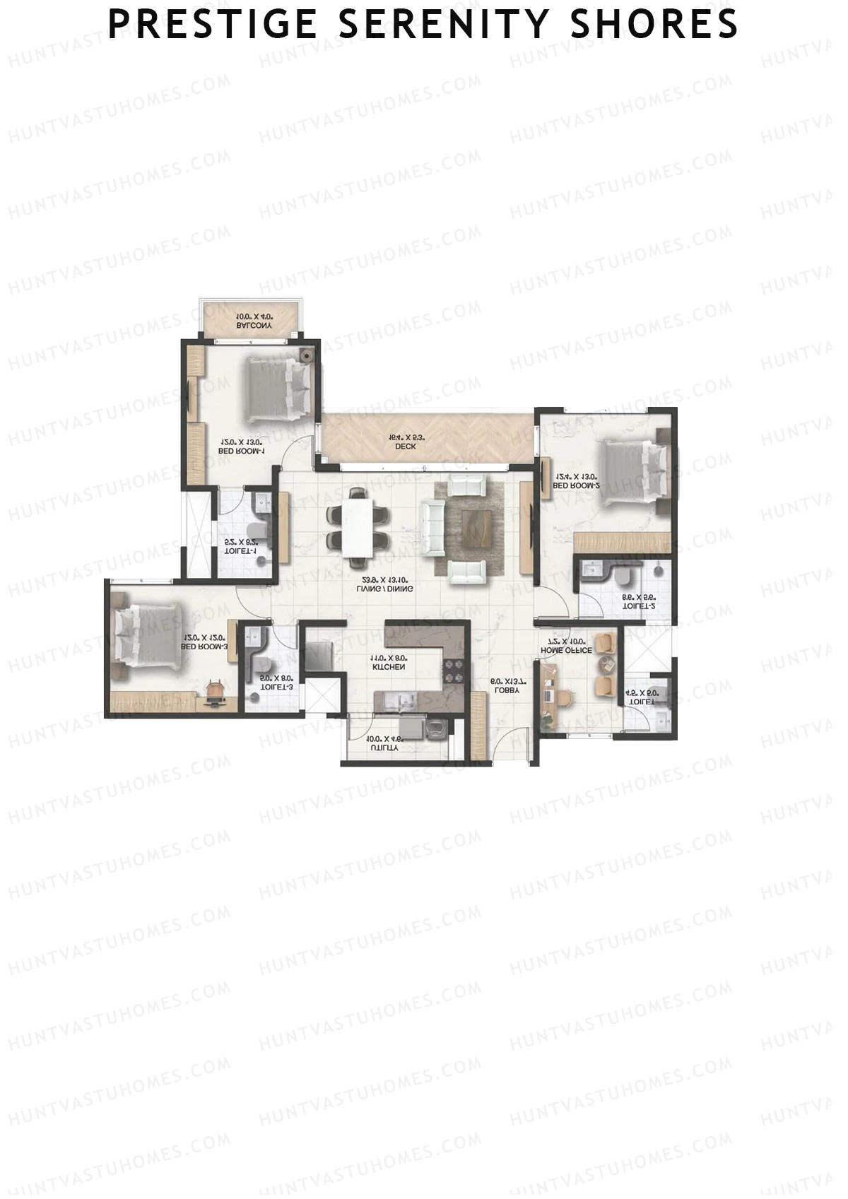 Prestige Serenity Shores Tower 2 Unit 8 (Type E1) Floor Plan