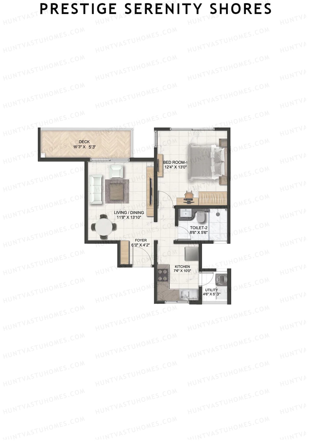 Prestige Serenity Shores Tower 2 Unit 8 (Type E2A) Floor Plan
