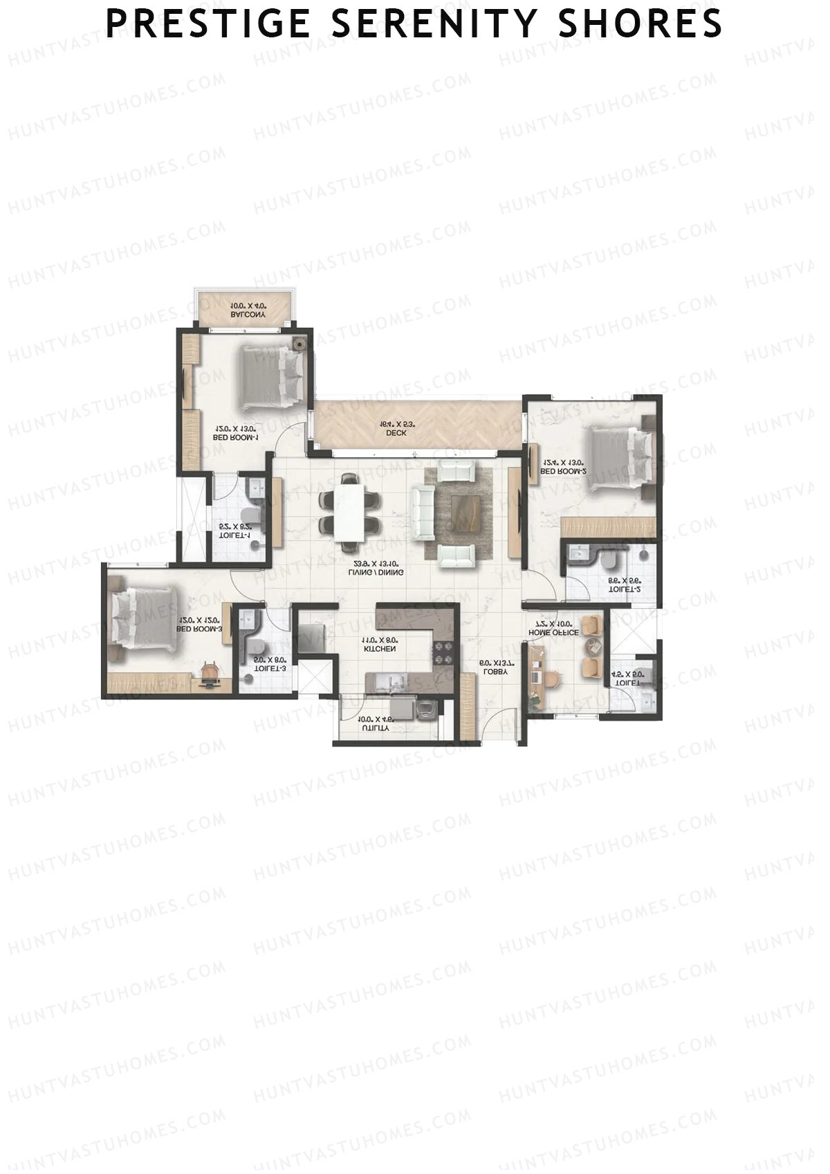 Prestige Serenity Shores Tower 2 Unit 8 (Type E4) Floor Plan