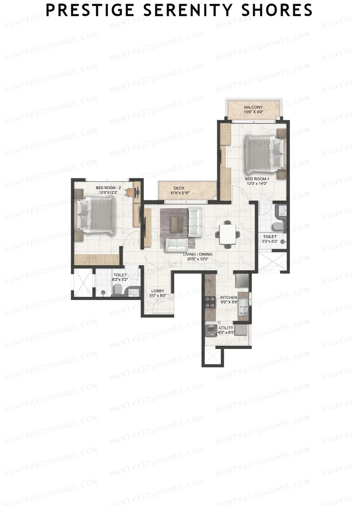 Prestige Serenity Shores Tower 3 Unit 1 (Type B3) Floor Plan