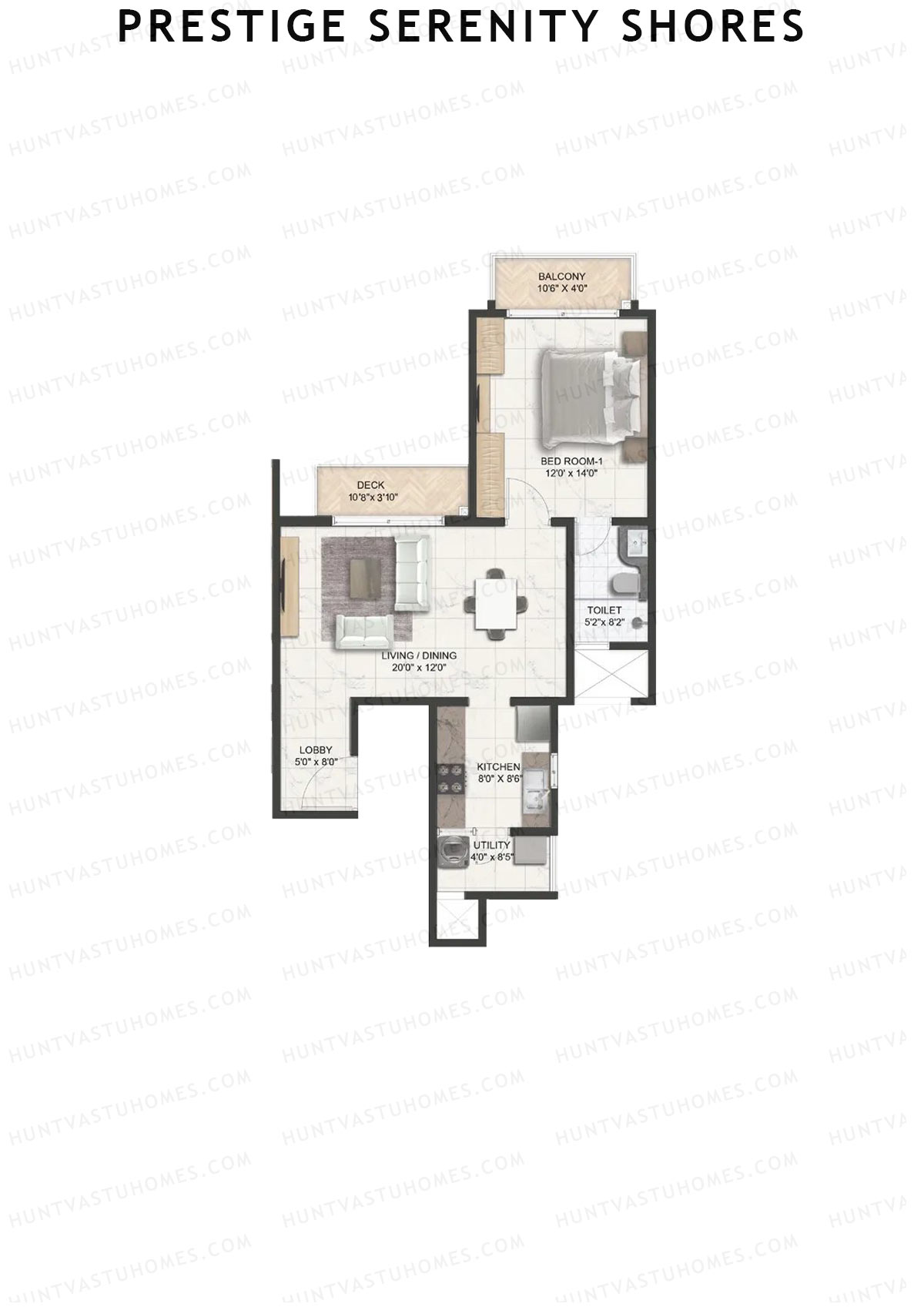 Prestige Serenity Shores Tower 3 Unit 1 (Type B4A) Floor Plan
