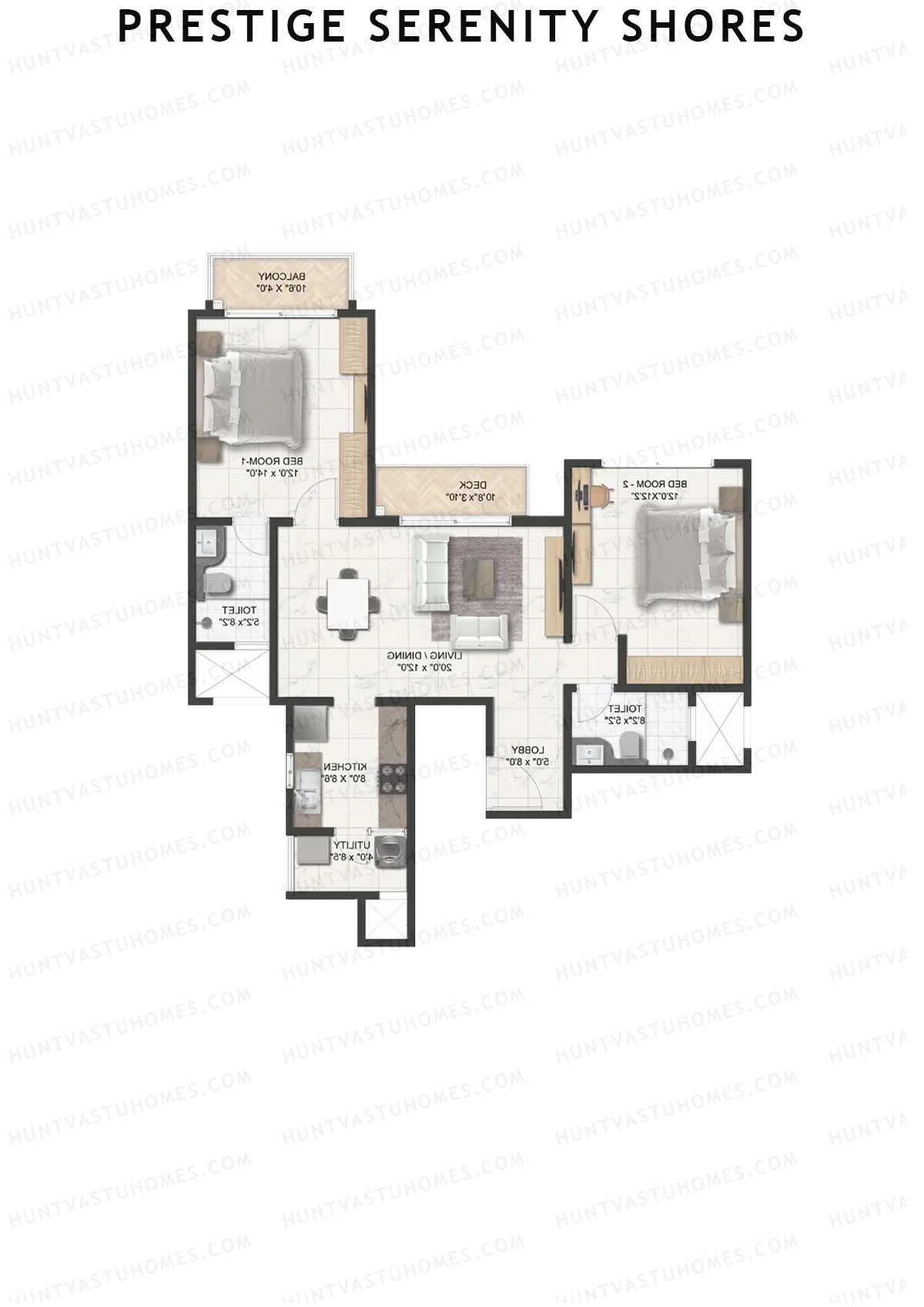 Prestige Serenity Shores Tower 3 Unit 8 (Type B3) Floor Plan