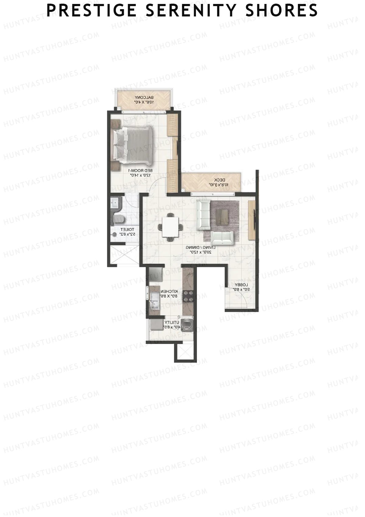 Prestige Serenity Shores Tower 3 Unit 8 (Type B4A) Floor Plan