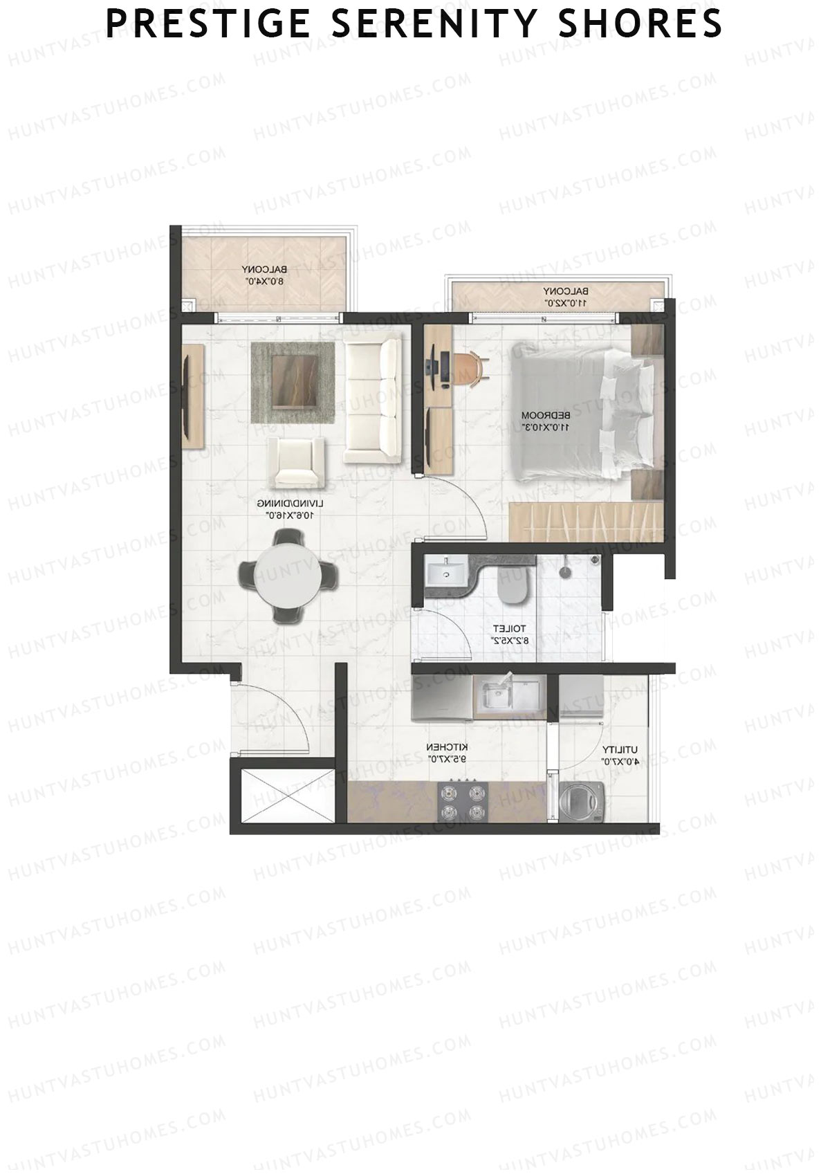 Prestige Serenity Shores Tower 4 Unit 2 (Type A7) Floor Plan