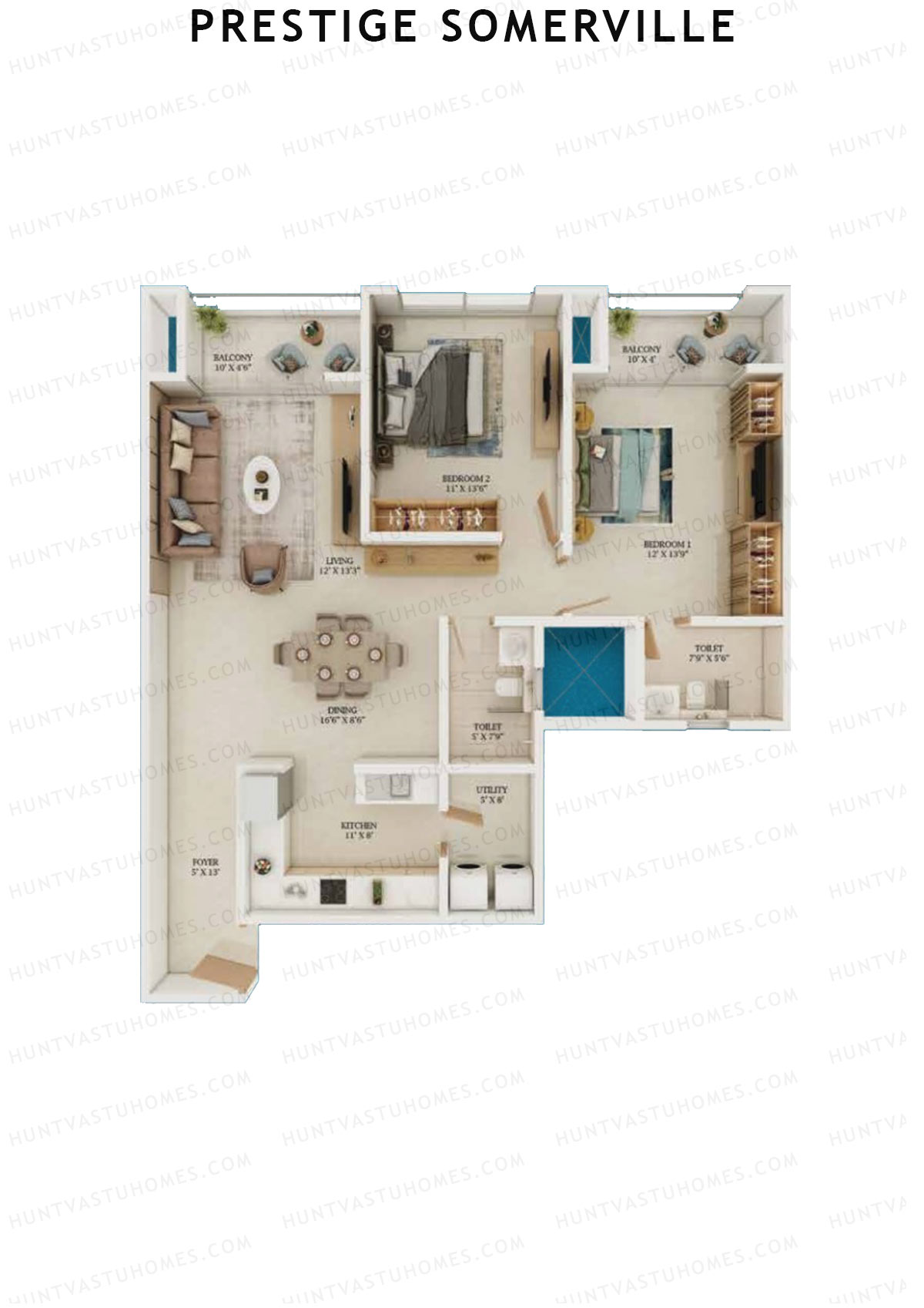Prestige Somerville Tower A Unit 2 (Type B1) Floor Plan