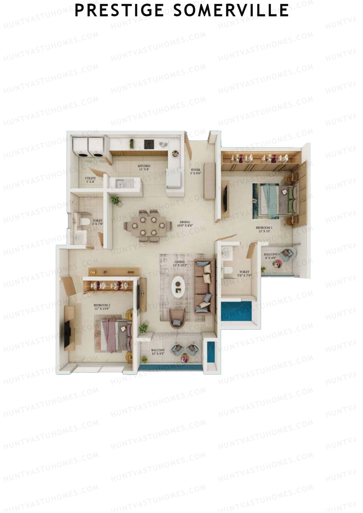 Prestige Somerville Tower A Unit 6 (Type C1) Floor Plan