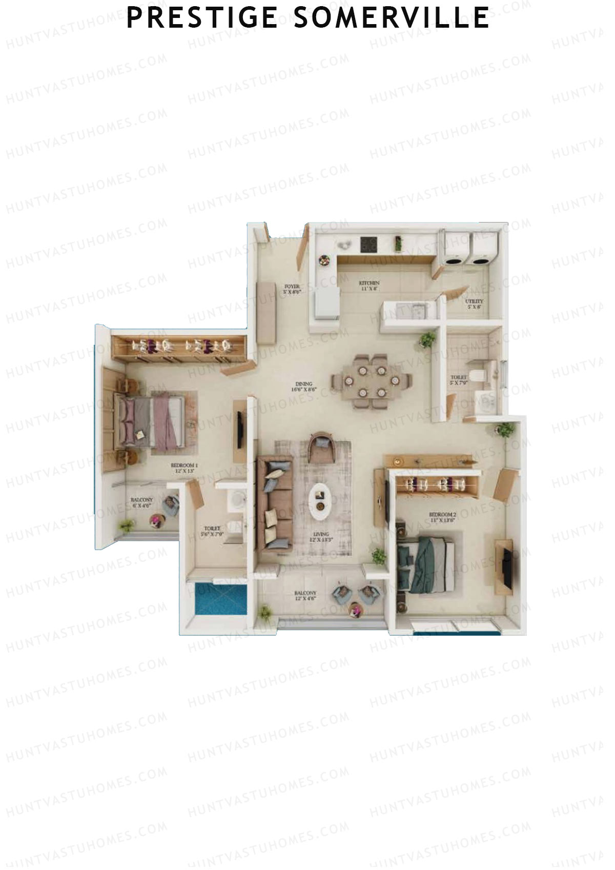 Prestige Somerville Tower A Unit 7 (Type D1) Floor Plan