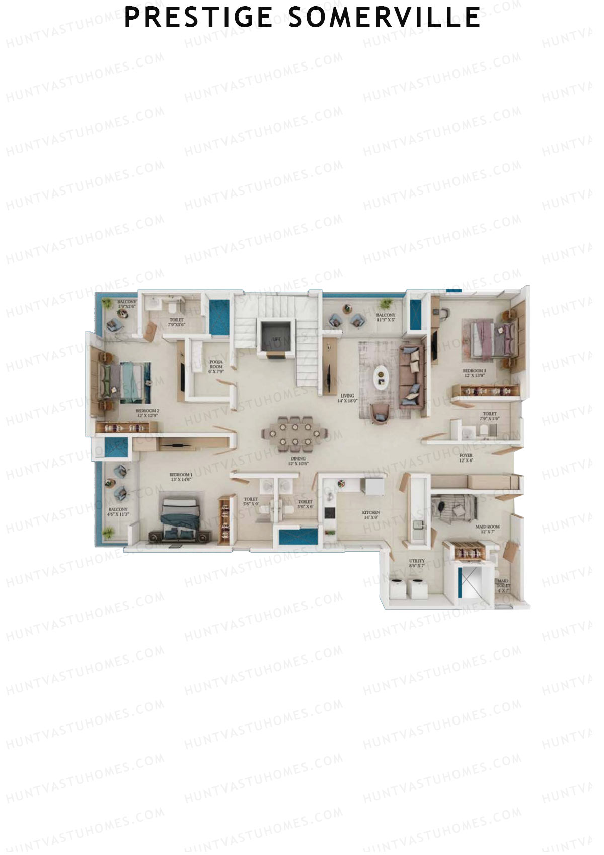 Prestige Somerville Tower B Unit 1 (Duplex ) Floor Plan