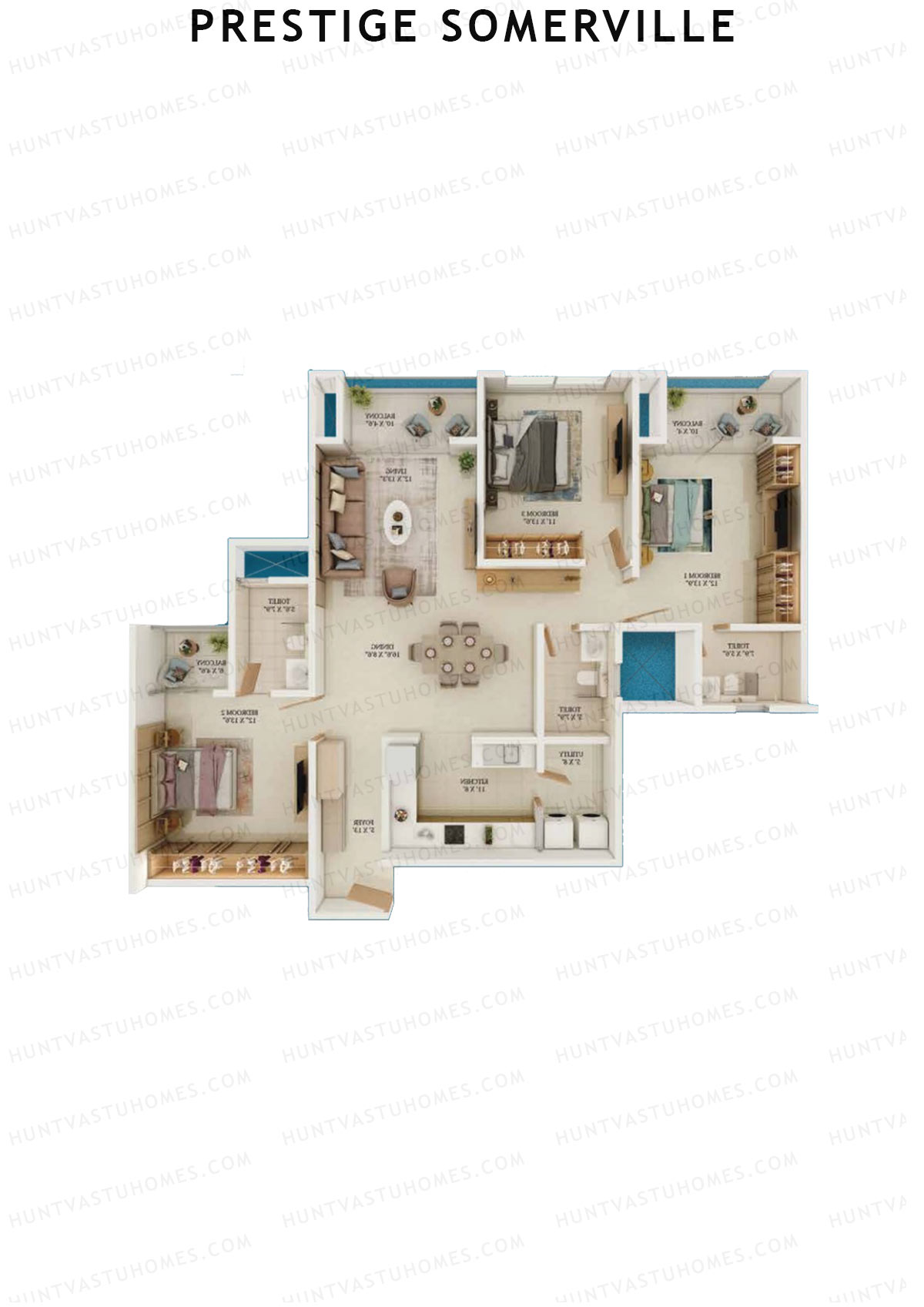 Prestige Somerville Tower B Unit 2 (Type B) Floor Plan