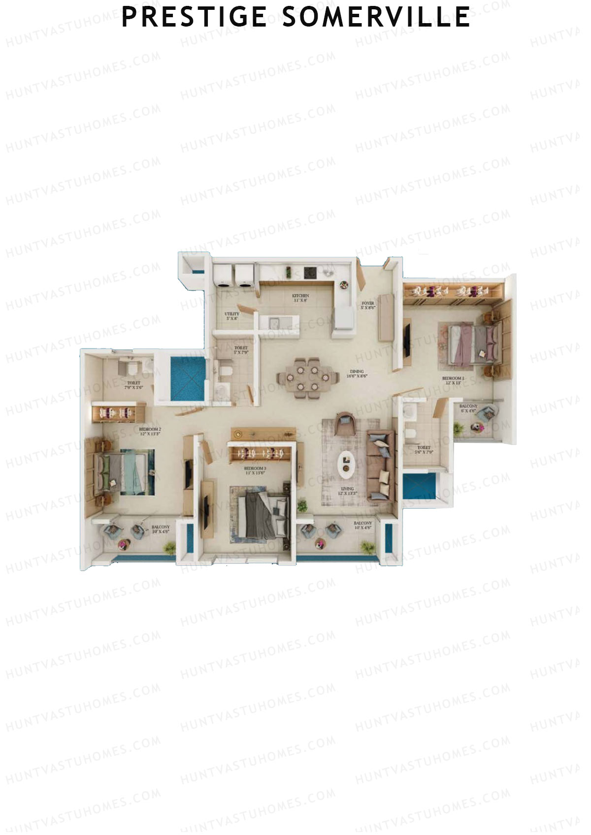 Prestige Somerville Tower B Unit 6 (Type C) Floor Plan