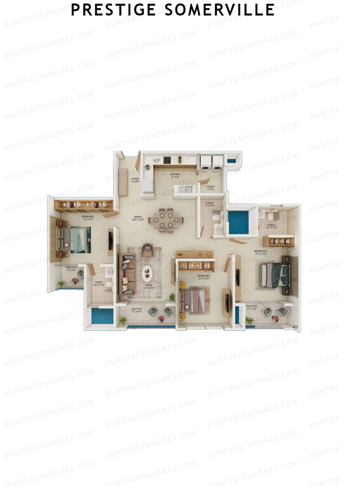 Prestige Somerville Tower B Unit 7 (Type D) Floor Plan